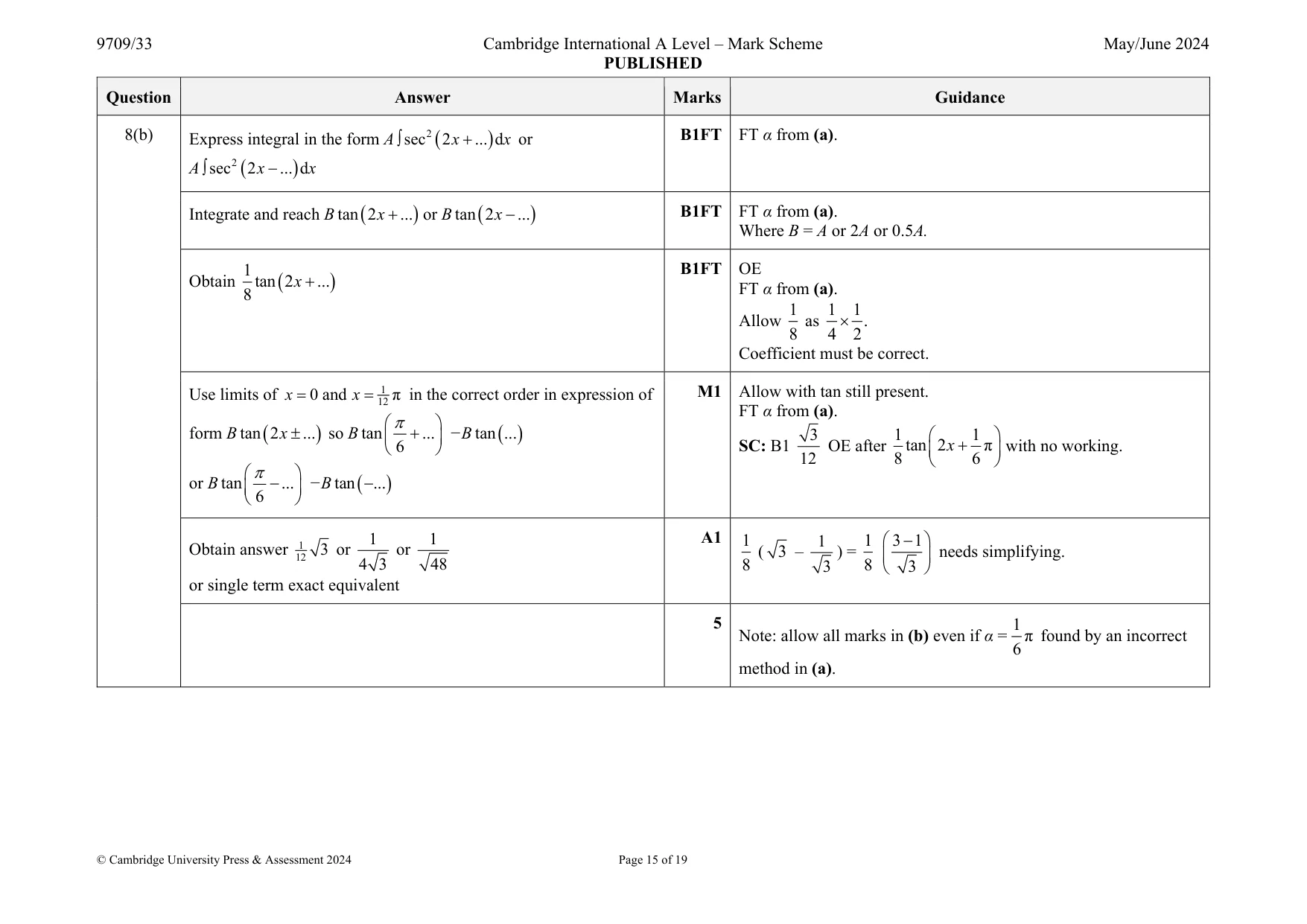 Mark scheme, page 15 of 19