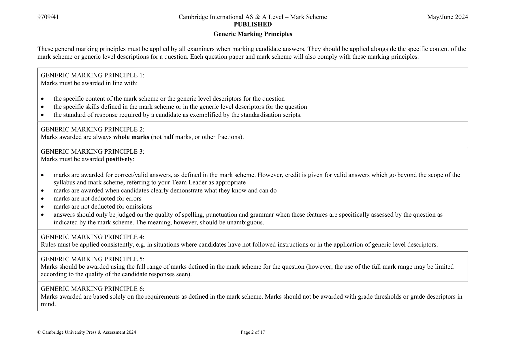 Mark scheme, page 2 of 17