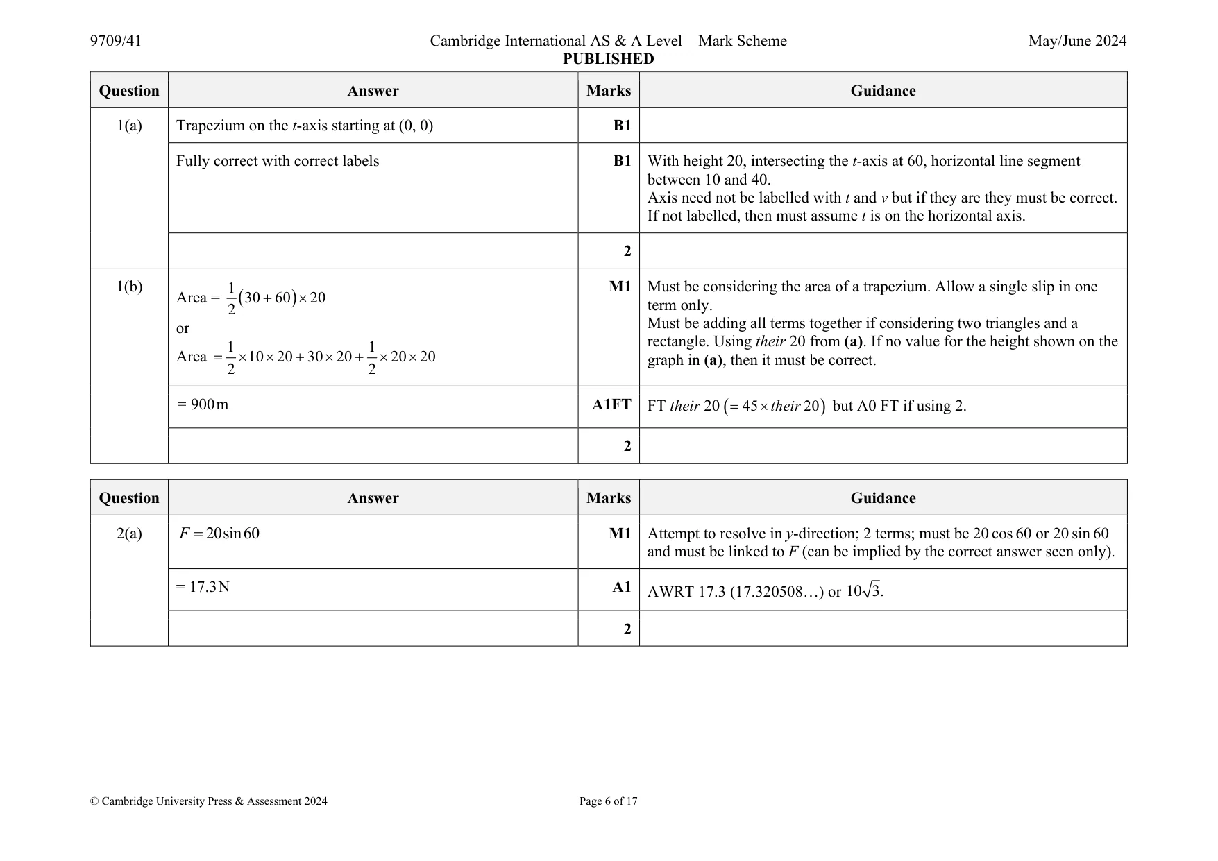 Mark scheme, page 6 of 17