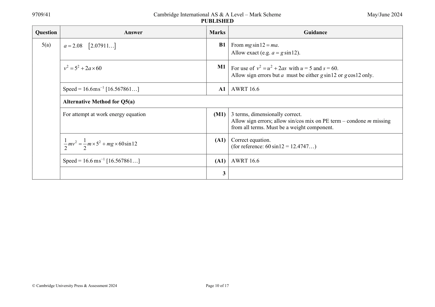 Mark scheme, page 10 of 17