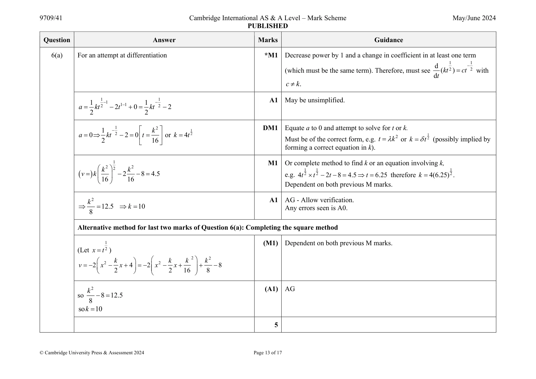 Mark scheme, page 13 of 17