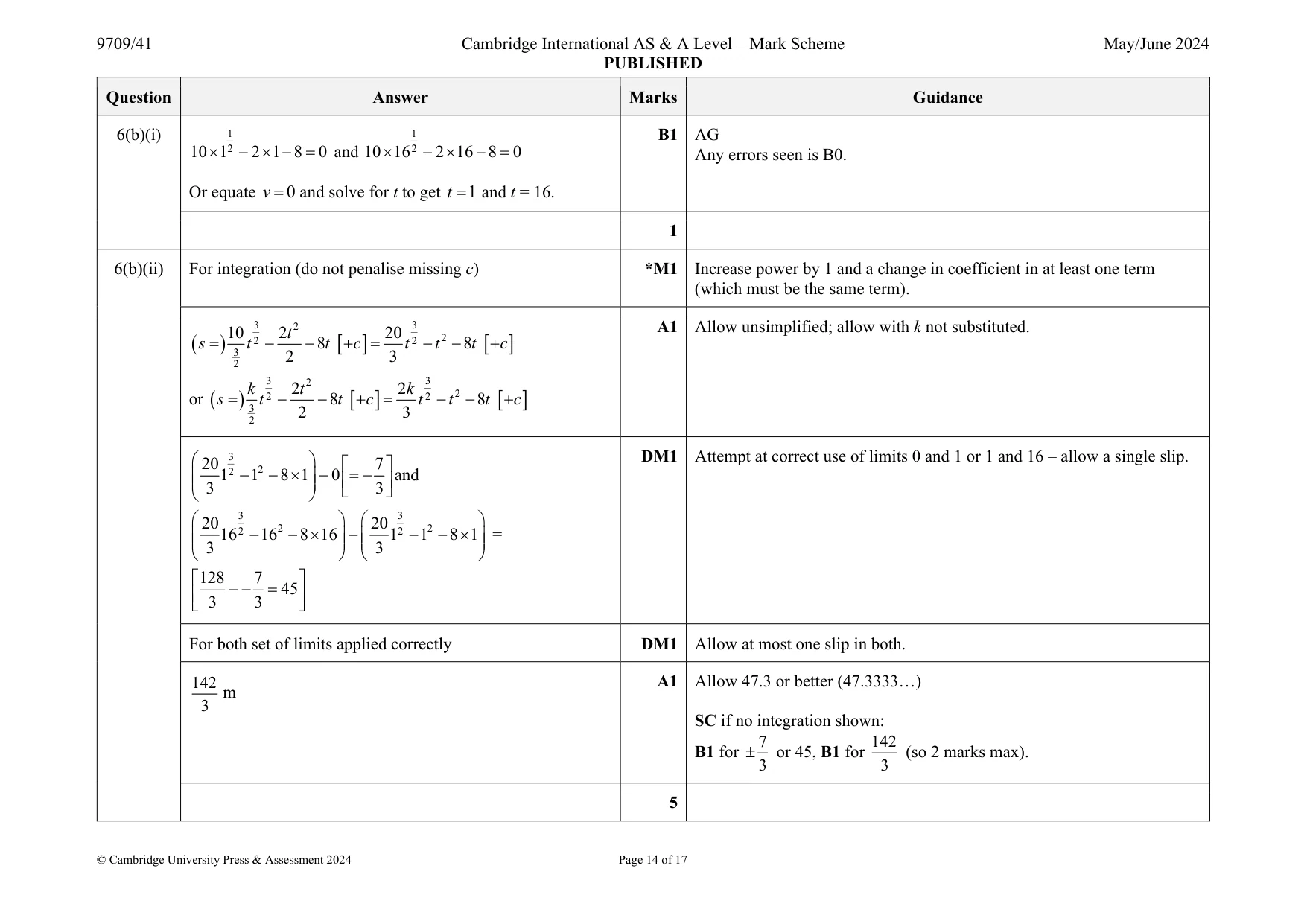Mark scheme, page 14 of 17
