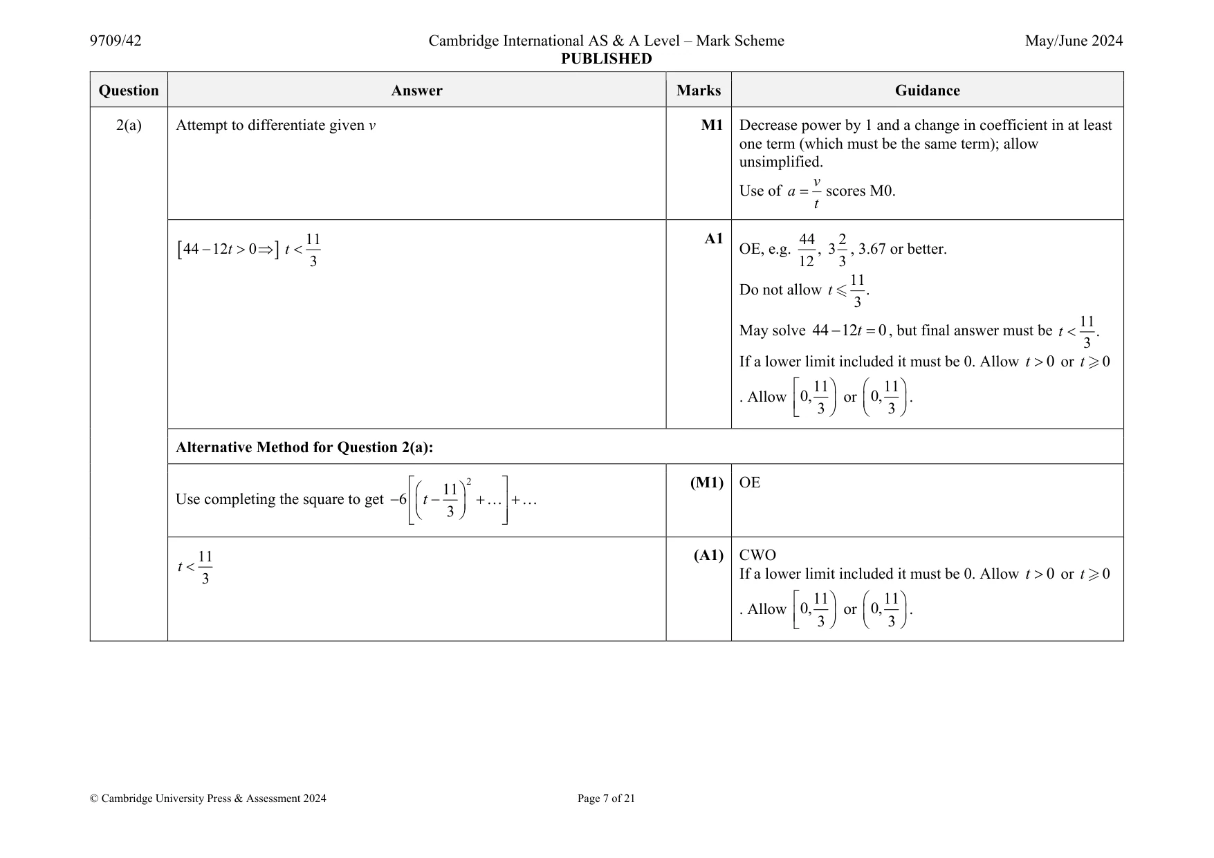 Mark scheme, page 7 of 21