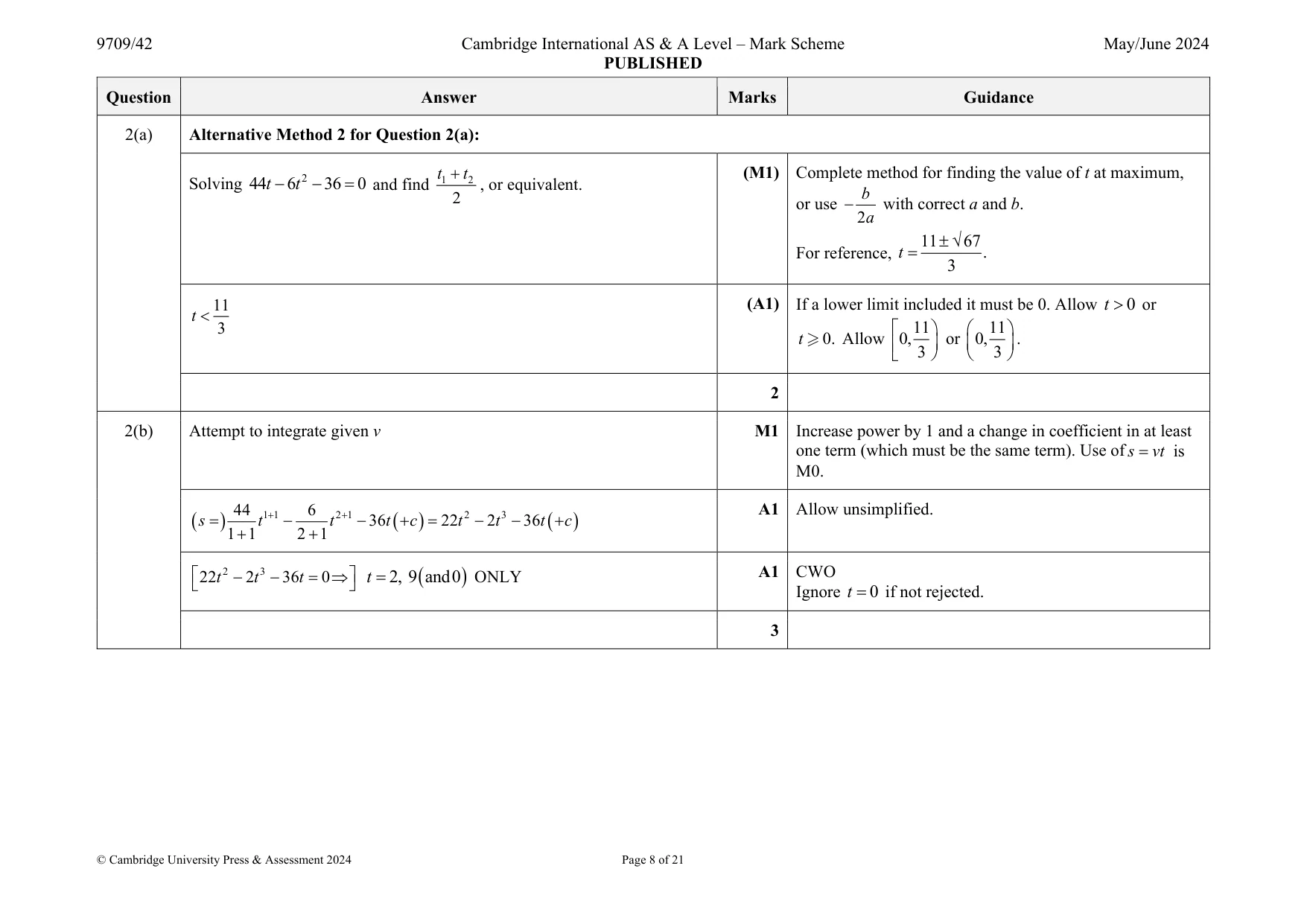 Mark scheme, page 8 of 21