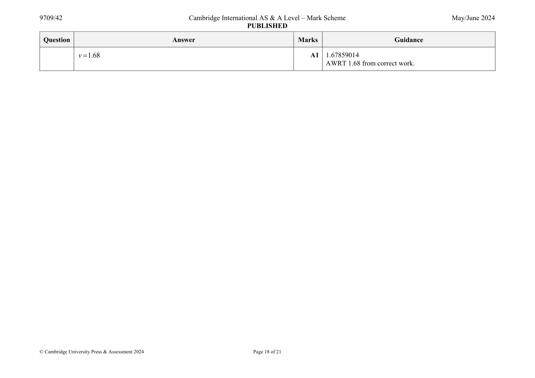 Mark scheme, page 18 of 21