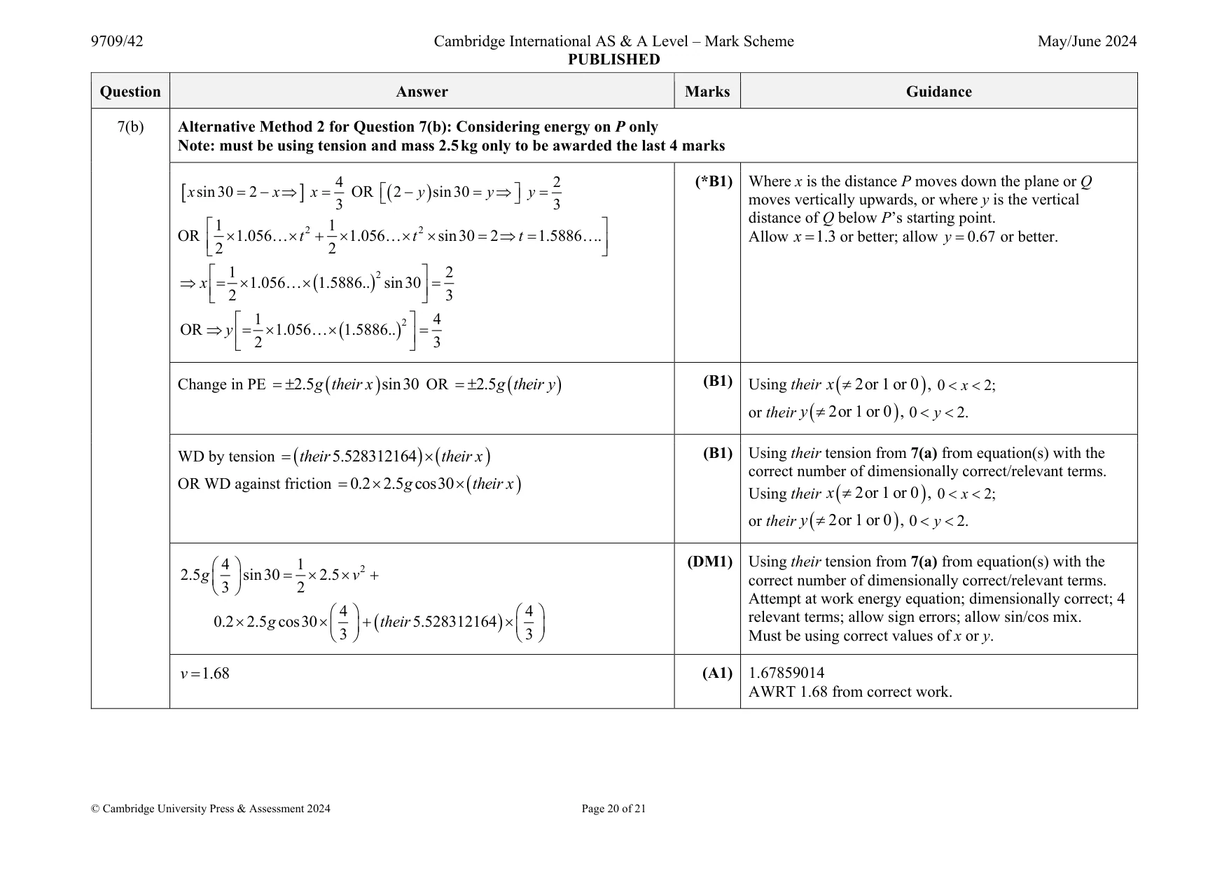 Mark scheme, page 20 of 21
