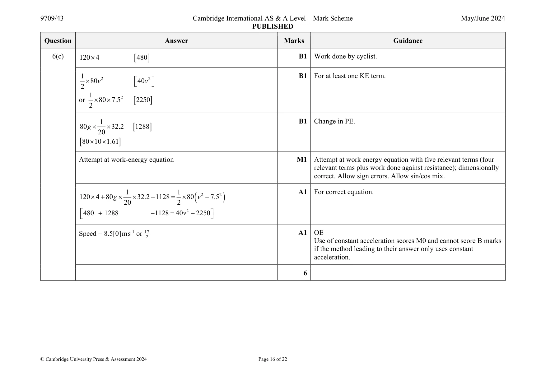 Mark scheme, page 16 of 22
