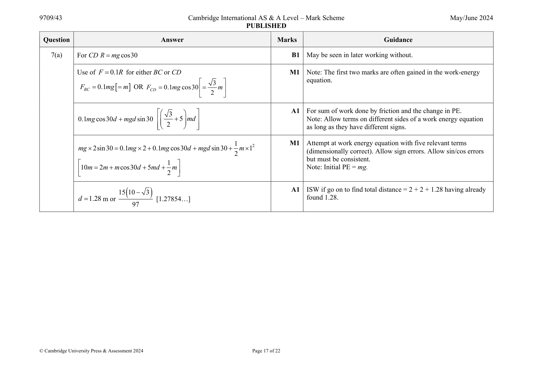 Mark scheme, page 17 of 22