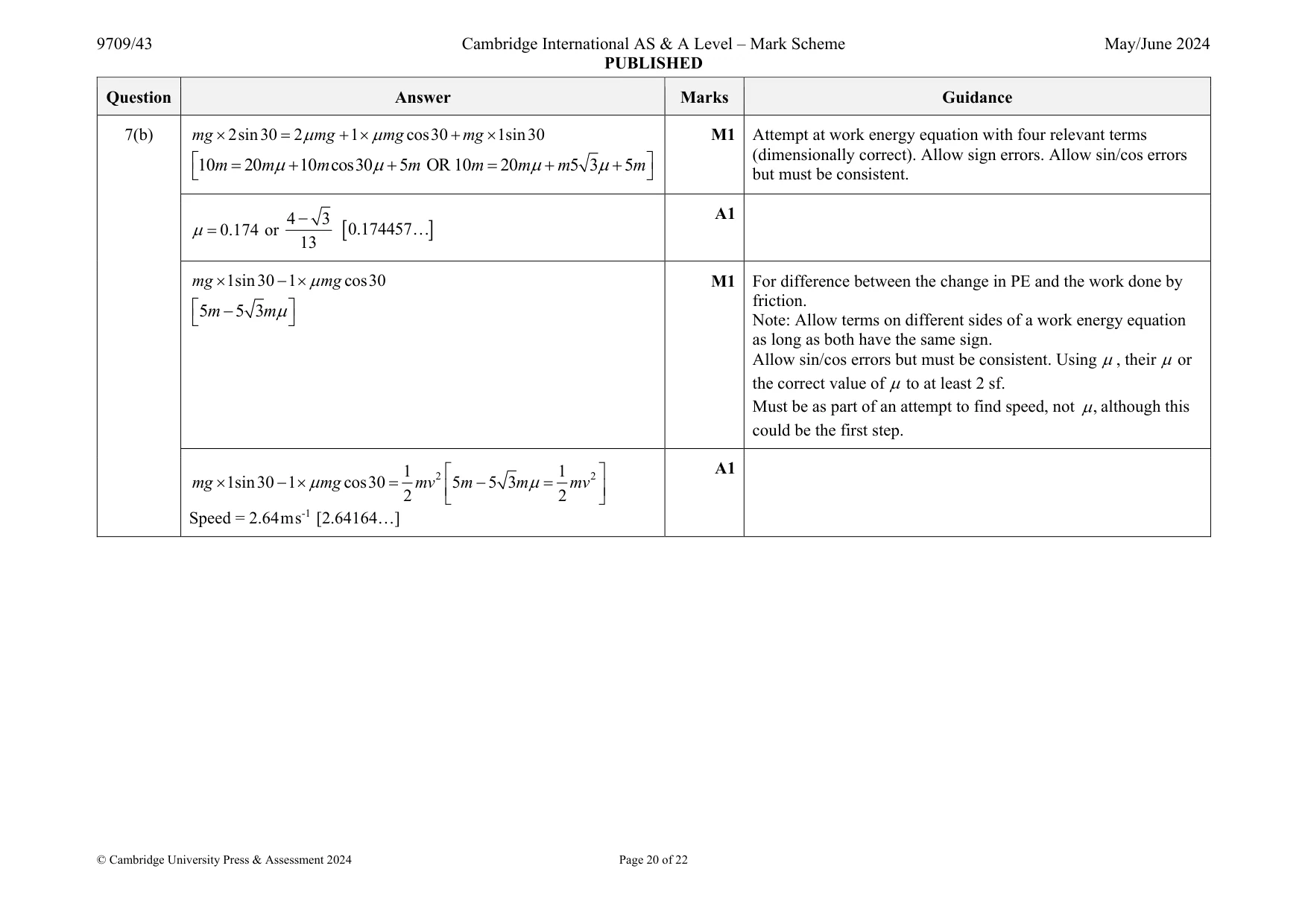 Mark scheme, page 20 of 22