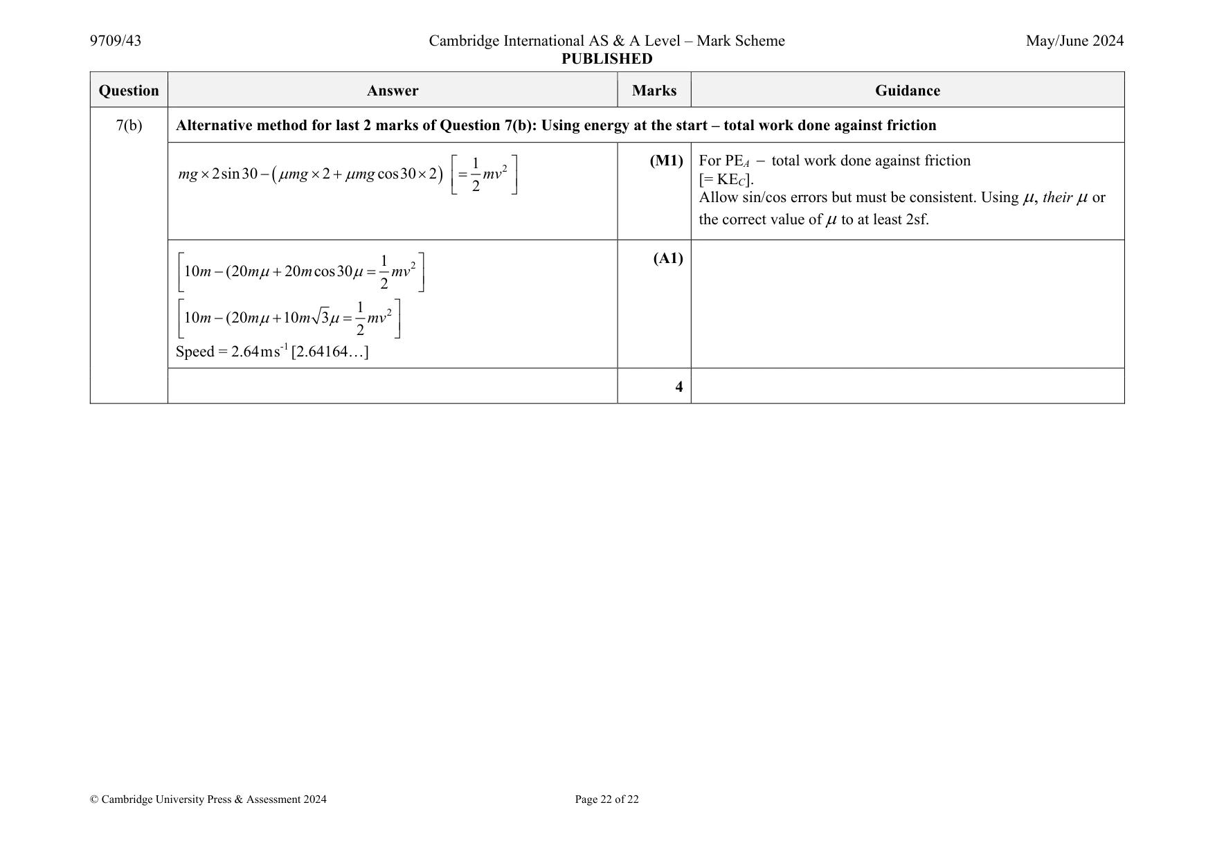 Mark scheme, page 22 of 22