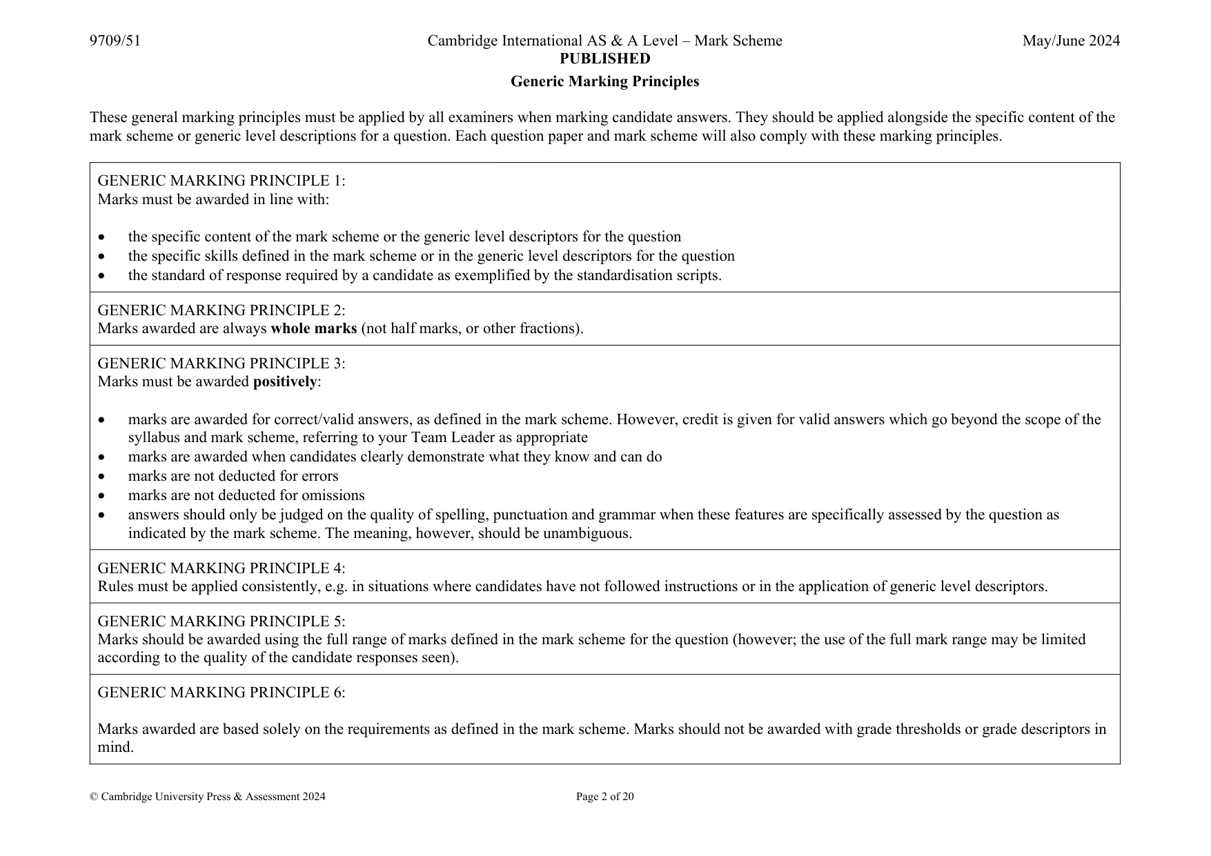 Mark scheme, page 2 of 20