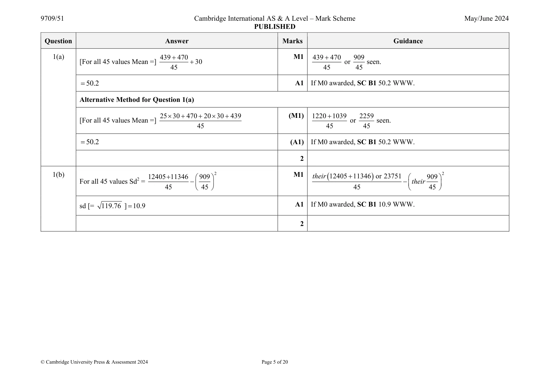 Mark scheme, page 5 of 20