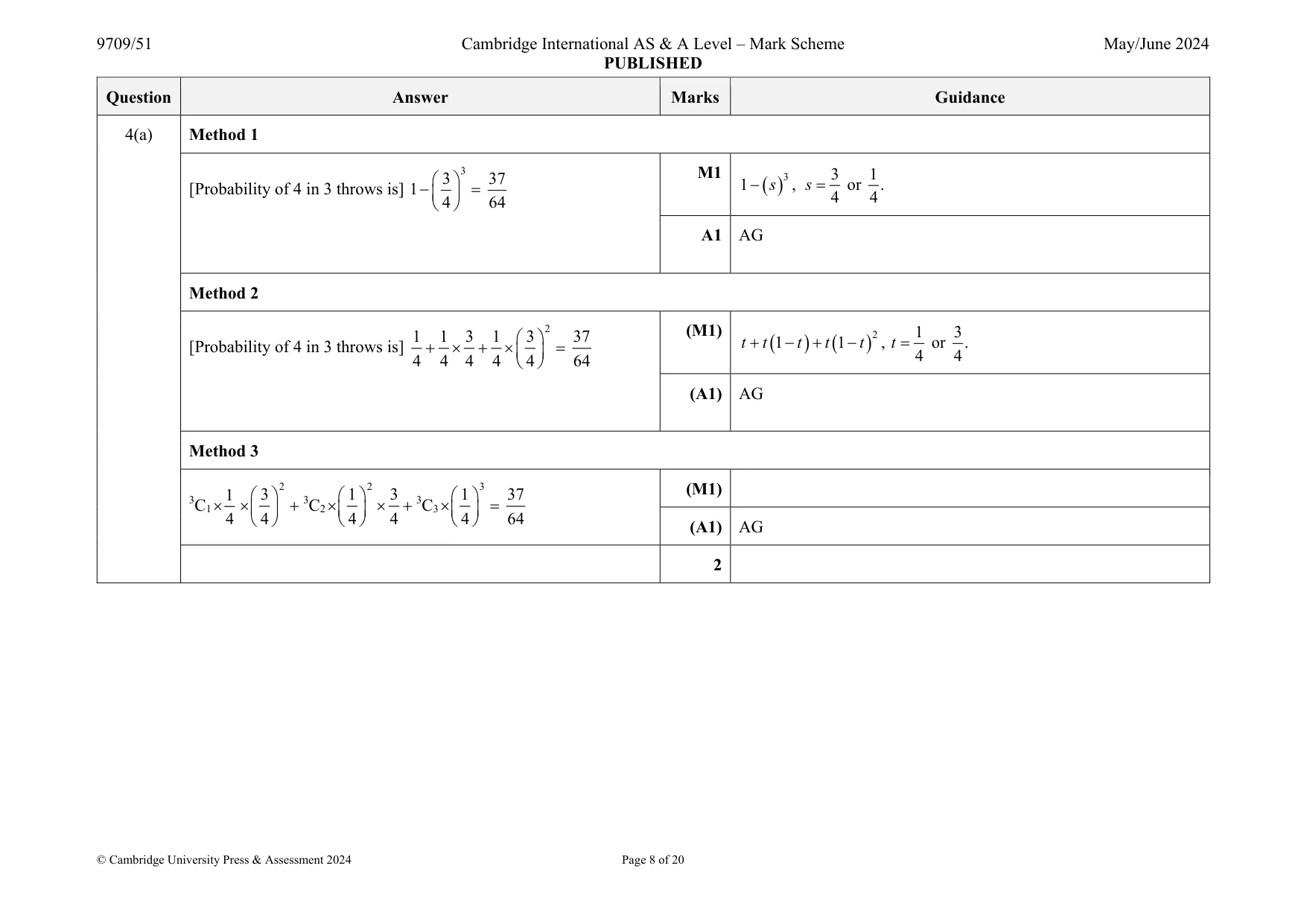 Mark scheme, page 8 of 20