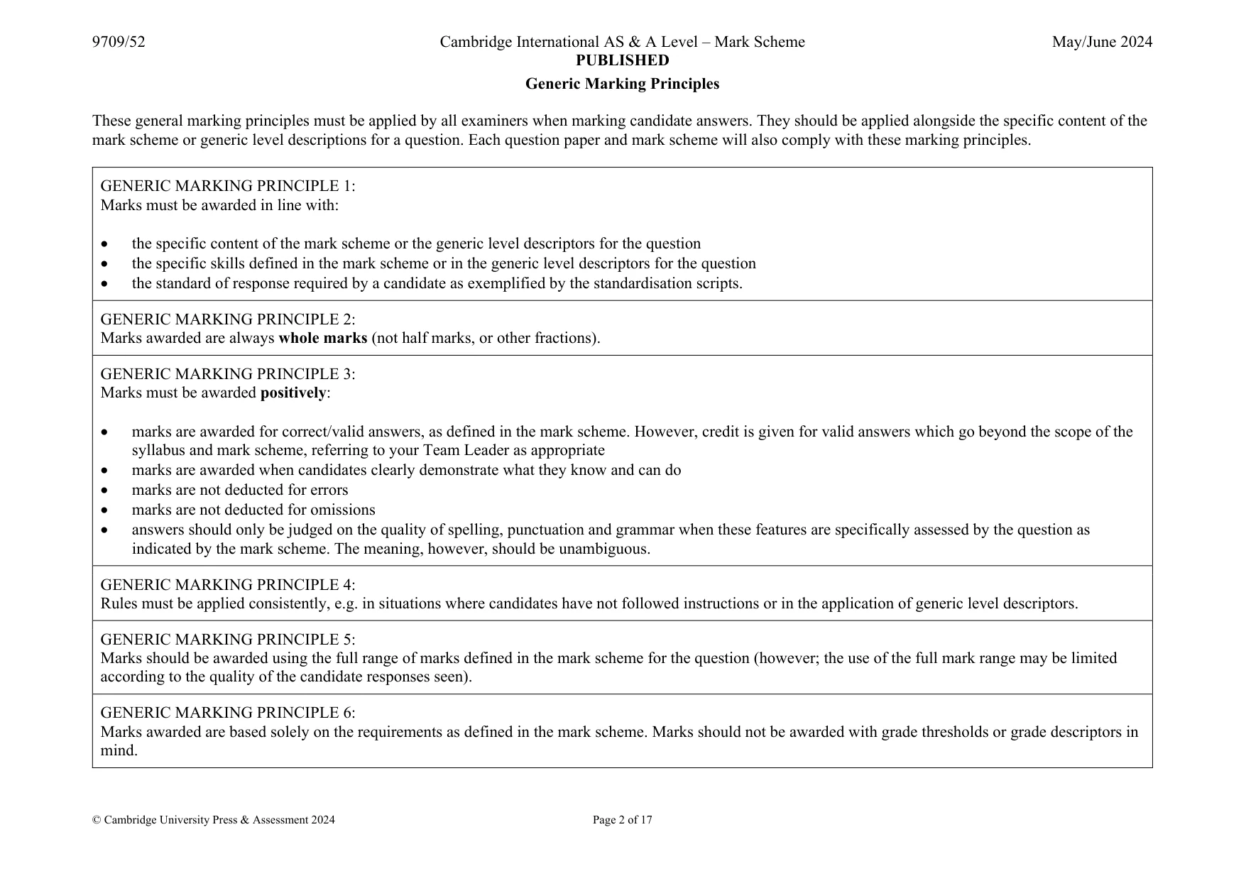 Mark scheme, page 2 of 17
