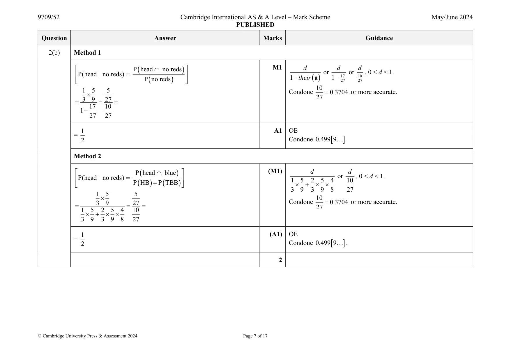 Mark scheme, page 7 of 17