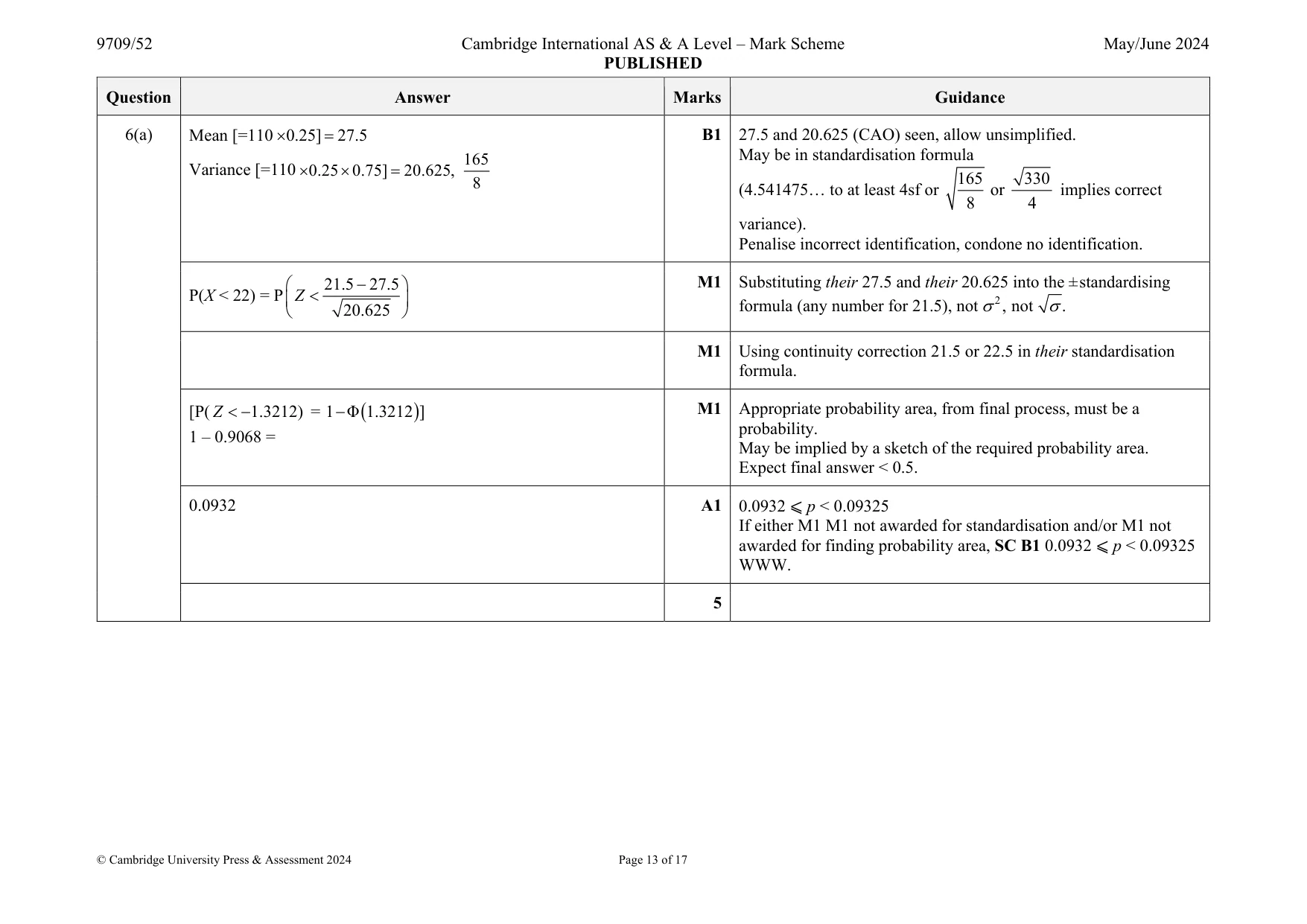 Mark scheme, page 13 of 17