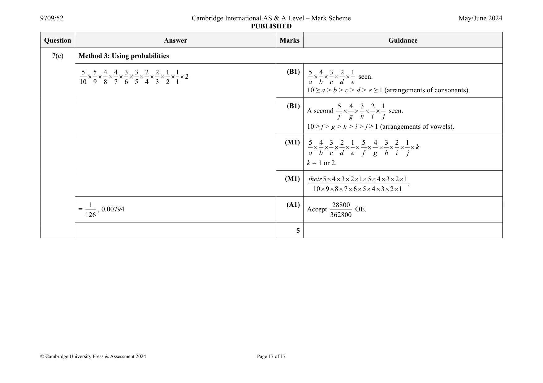 Mark scheme, page 17 of 17