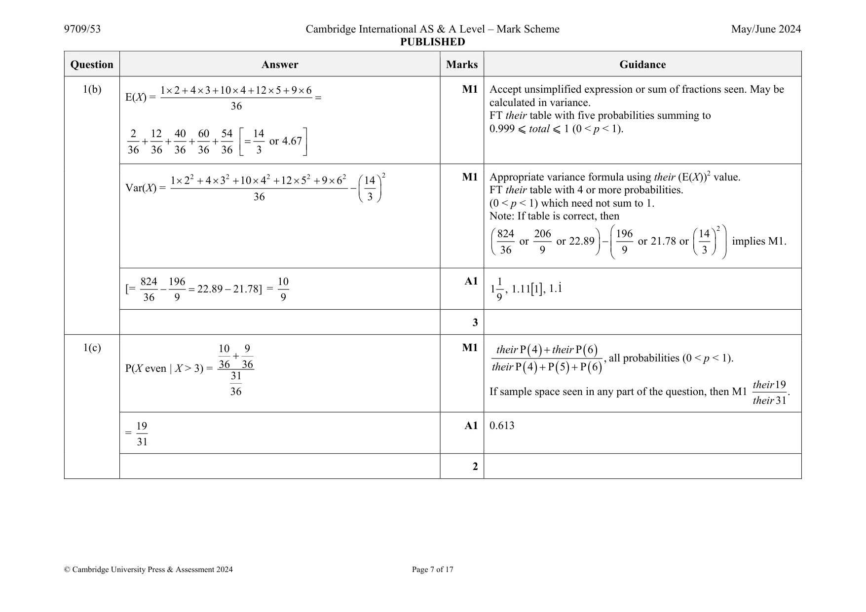 Mark scheme, page 7 of 17