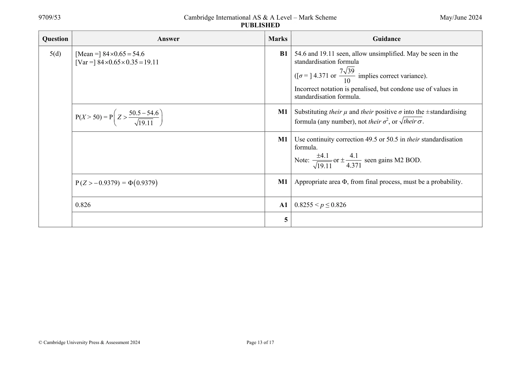 Mark scheme, page 13 of 17