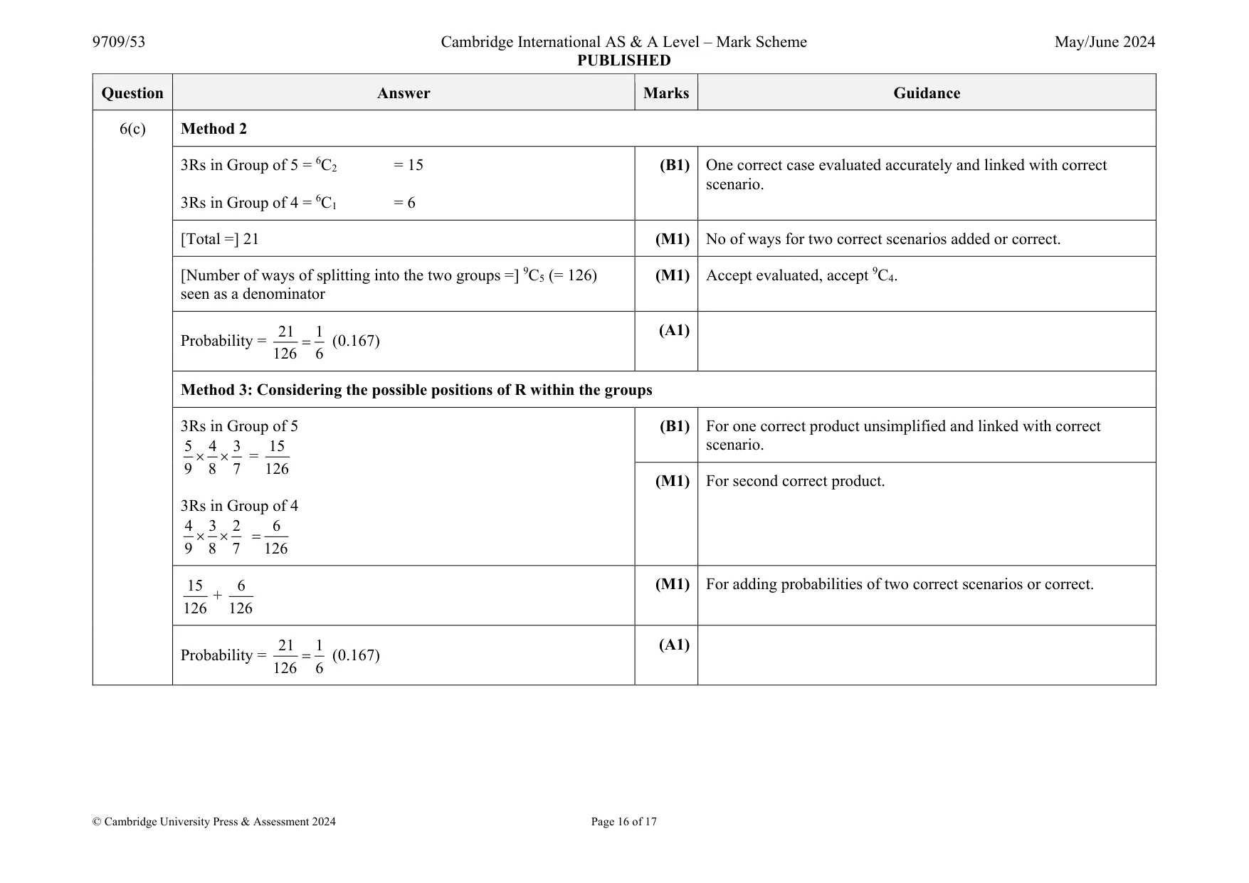Mark scheme, page 16 of 17