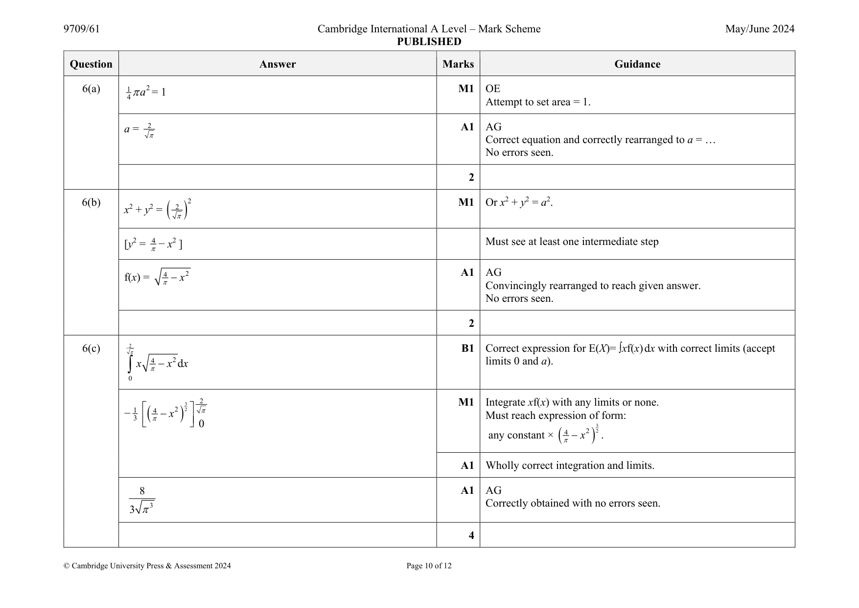 Mark scheme, page 10 of 12