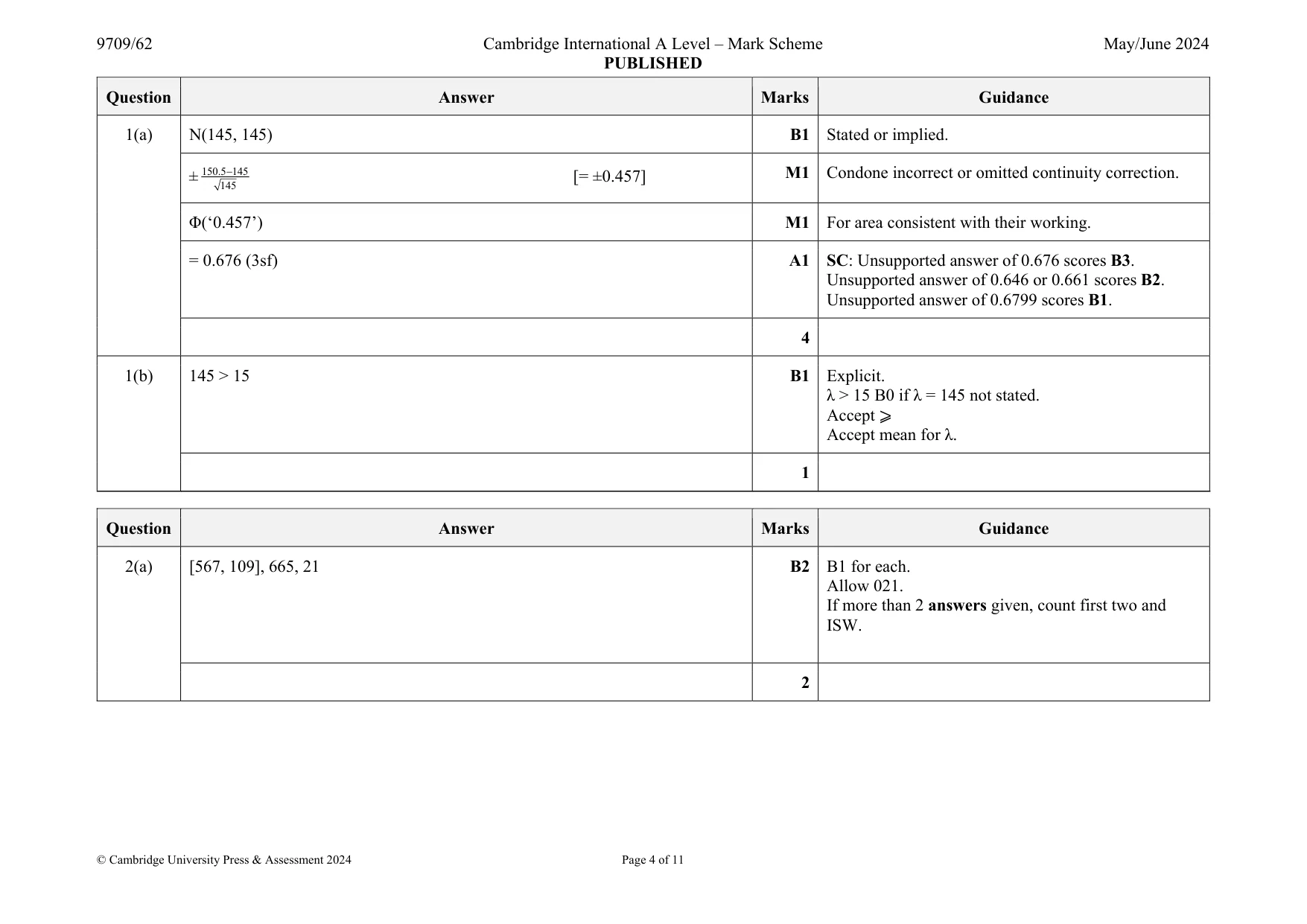 Mark scheme, page 4 of 11