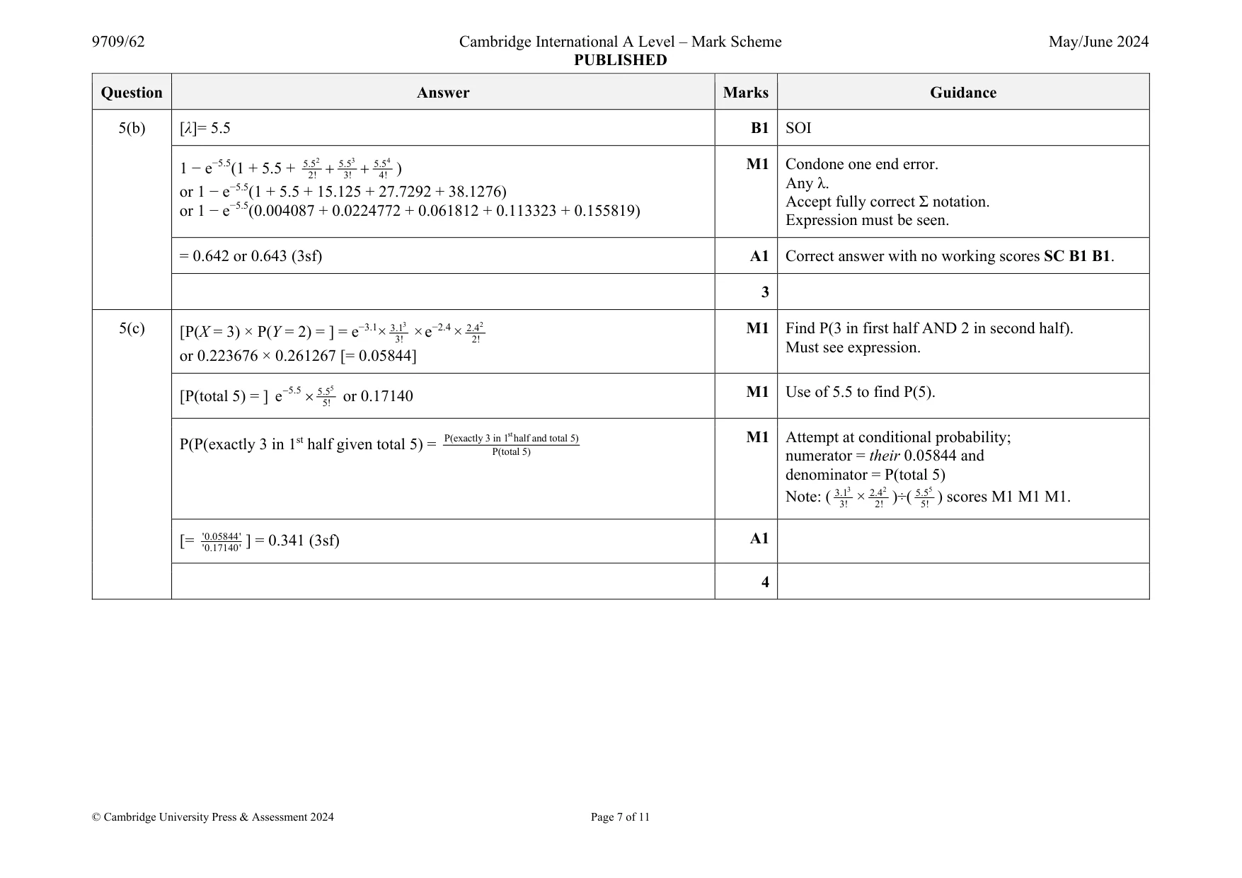 Mark scheme, page 7 of 11