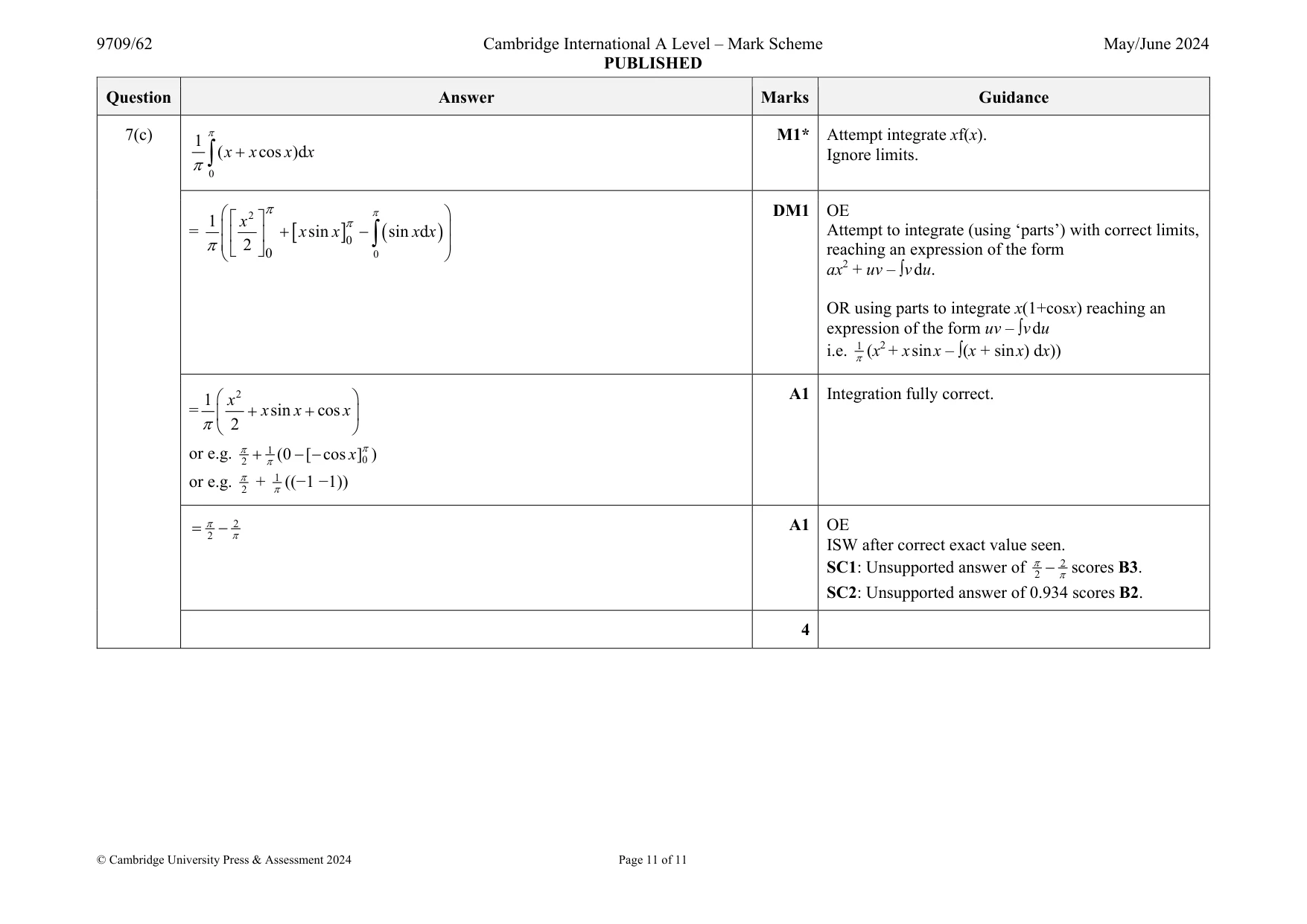 Mark scheme, page 11 of 11