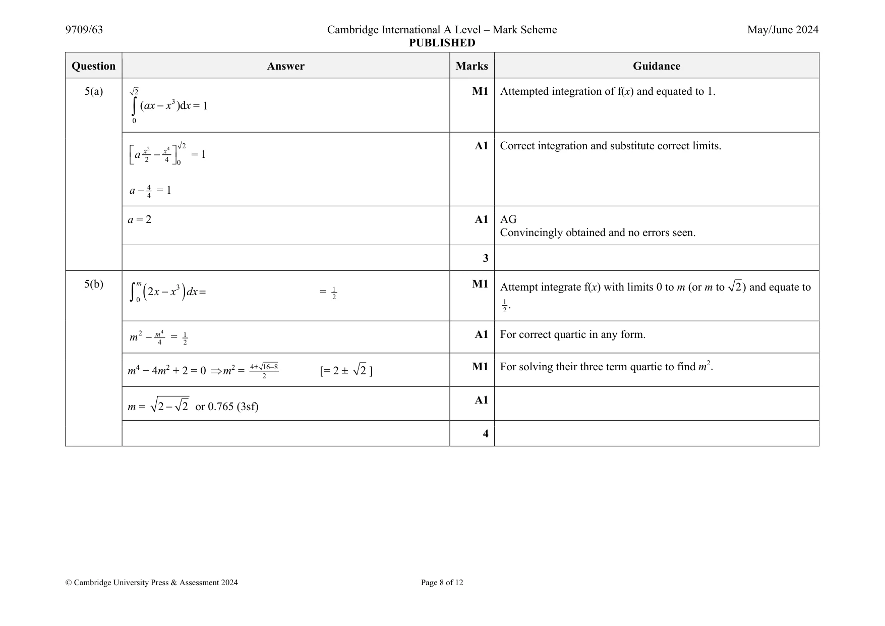 Mark scheme, page 8 of 12