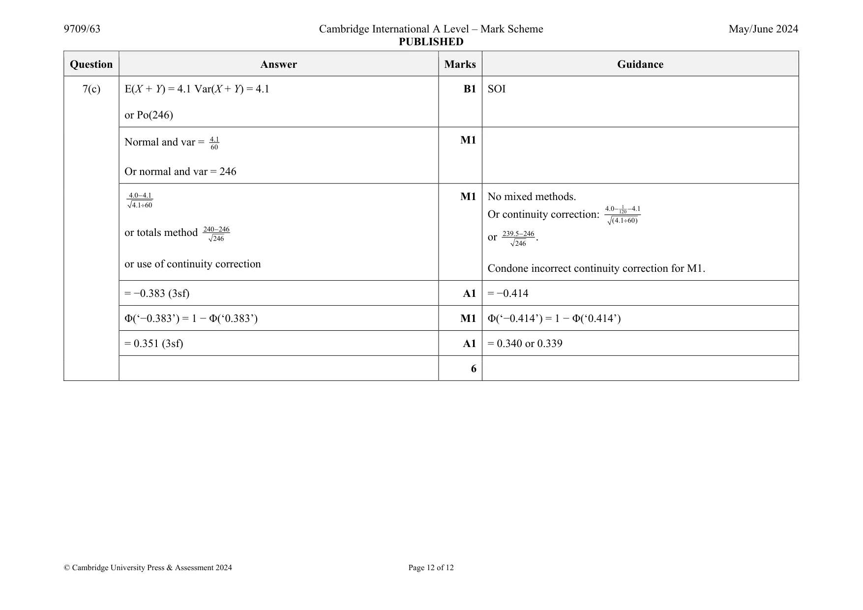 Mark scheme, page 12 of 12