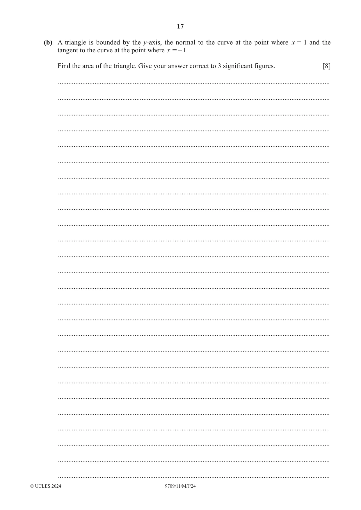 Cambridge A Level Mathematics 9709 2024 May/June Paper 1 · Variant 1 question paper, page 17 of 20