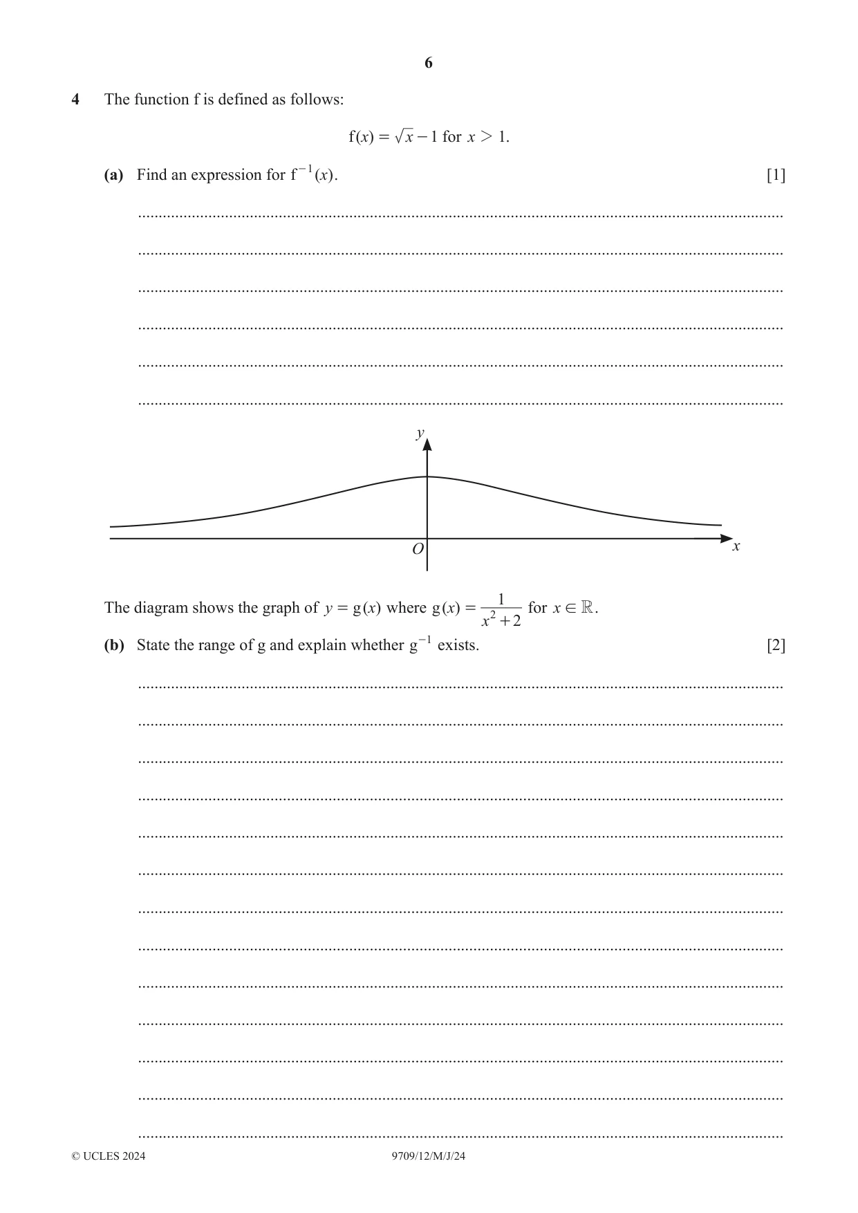 Cambridge A Level Mathematics 9709 2024 May/June Paper 1 · Variant 2 question paper, page 6 of 20