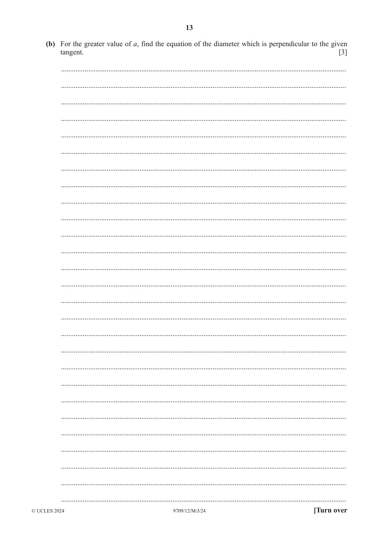 Cambridge A Level Mathematics 9709 2024 May/June Paper 1 · Variant 2 question paper, page 13 of 20