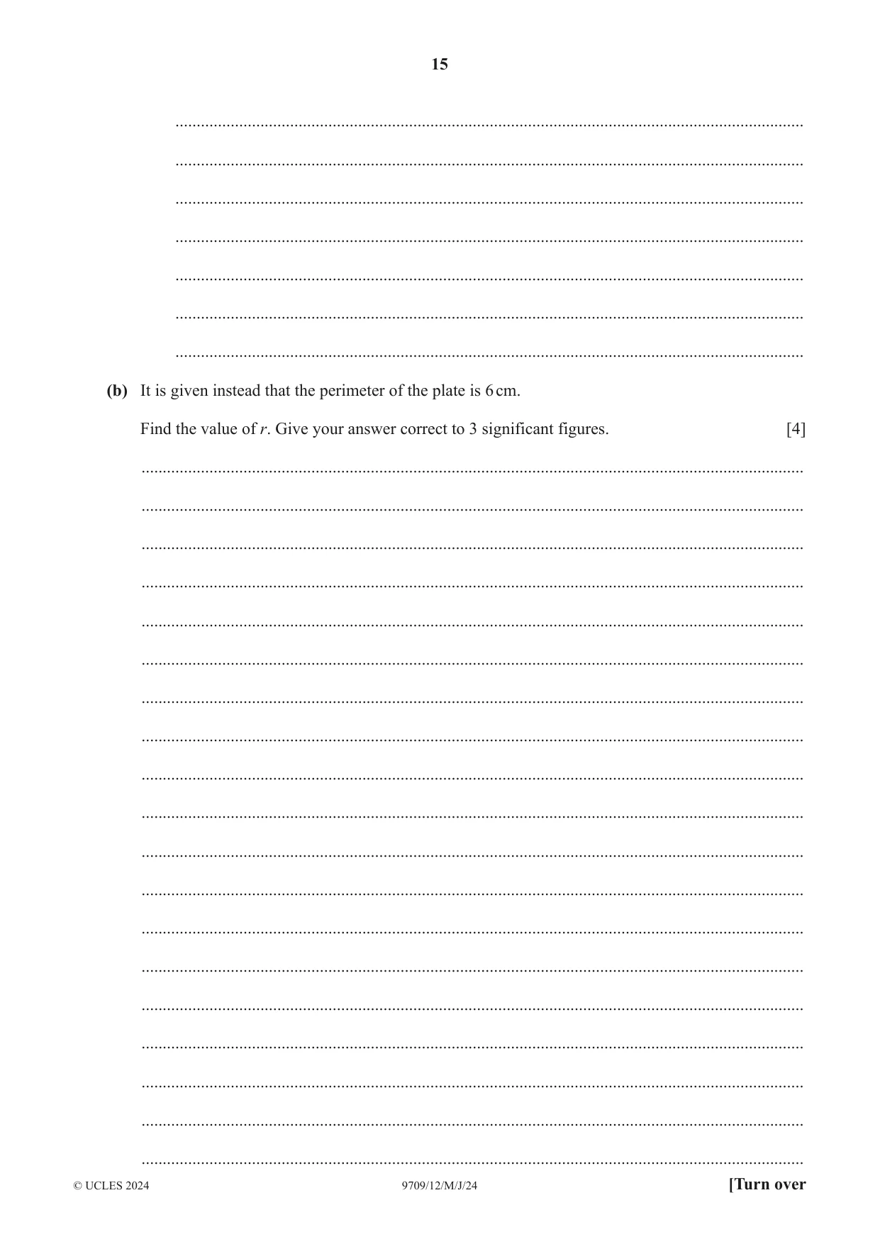 Cambridge A Level Mathematics 9709 2024 May/June Paper 1 · Variant 2 question paper, page 15 of 20