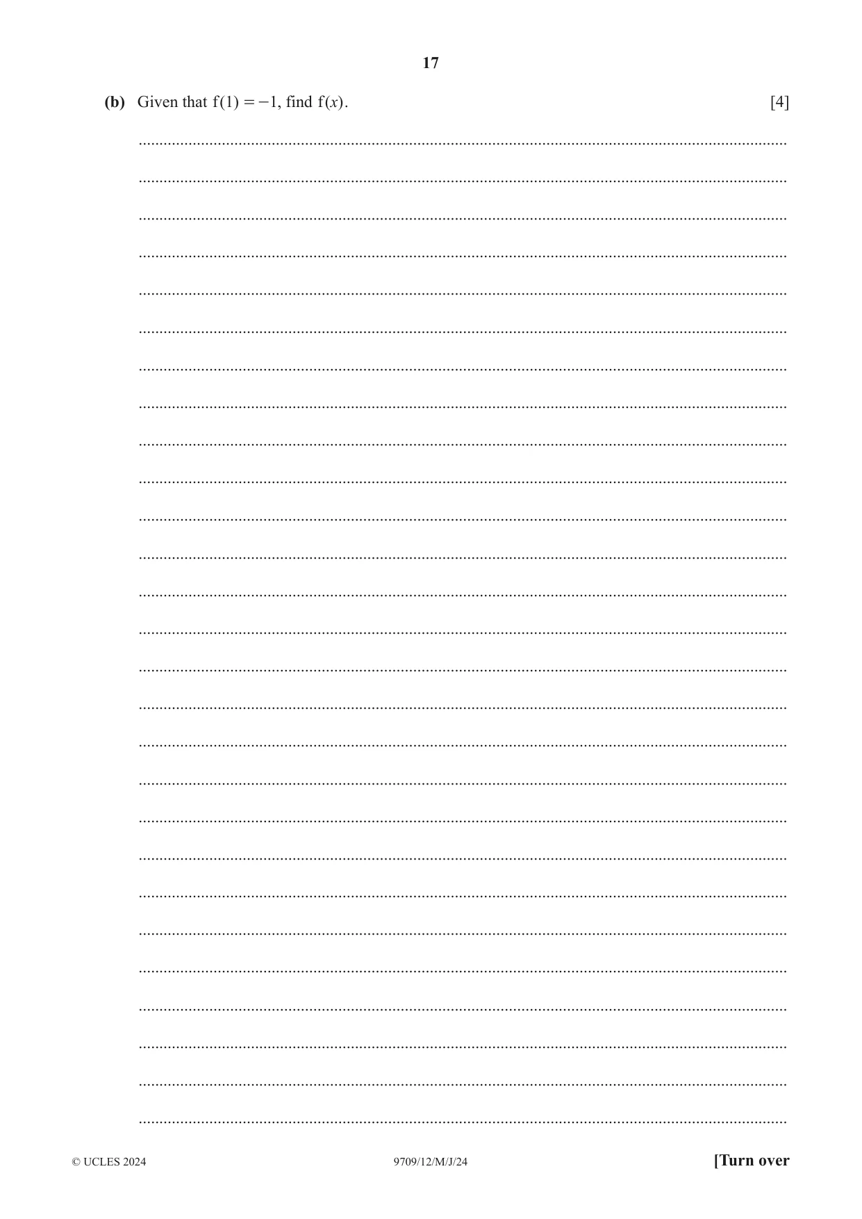 Cambridge A Level Mathematics 9709 2024 May/June Paper 1 · Variant 2 question paper, page 17 of 20