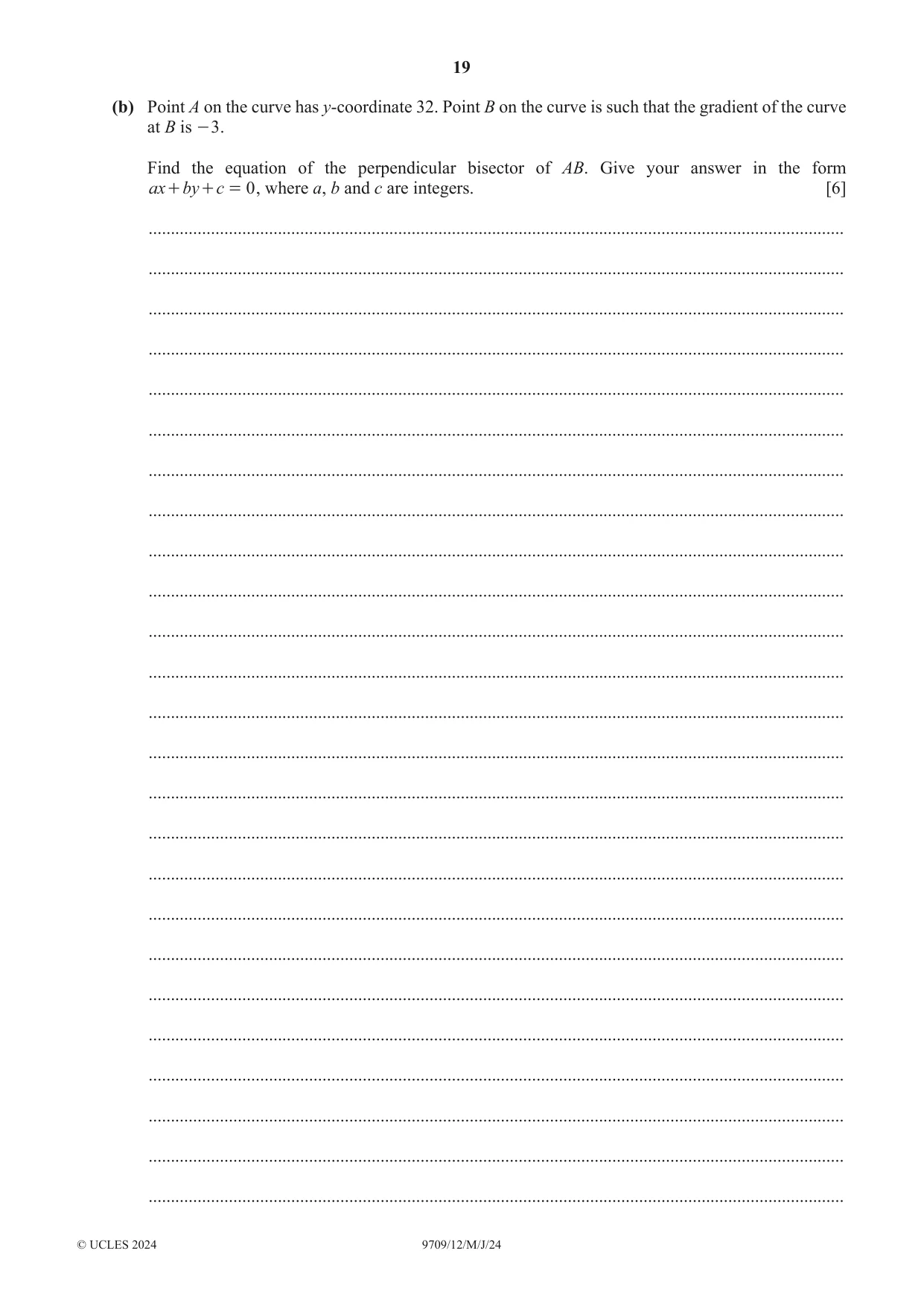 Cambridge A Level Mathematics 9709 2024 May/June Paper 1 · Variant 2 question paper, page 19 of 20