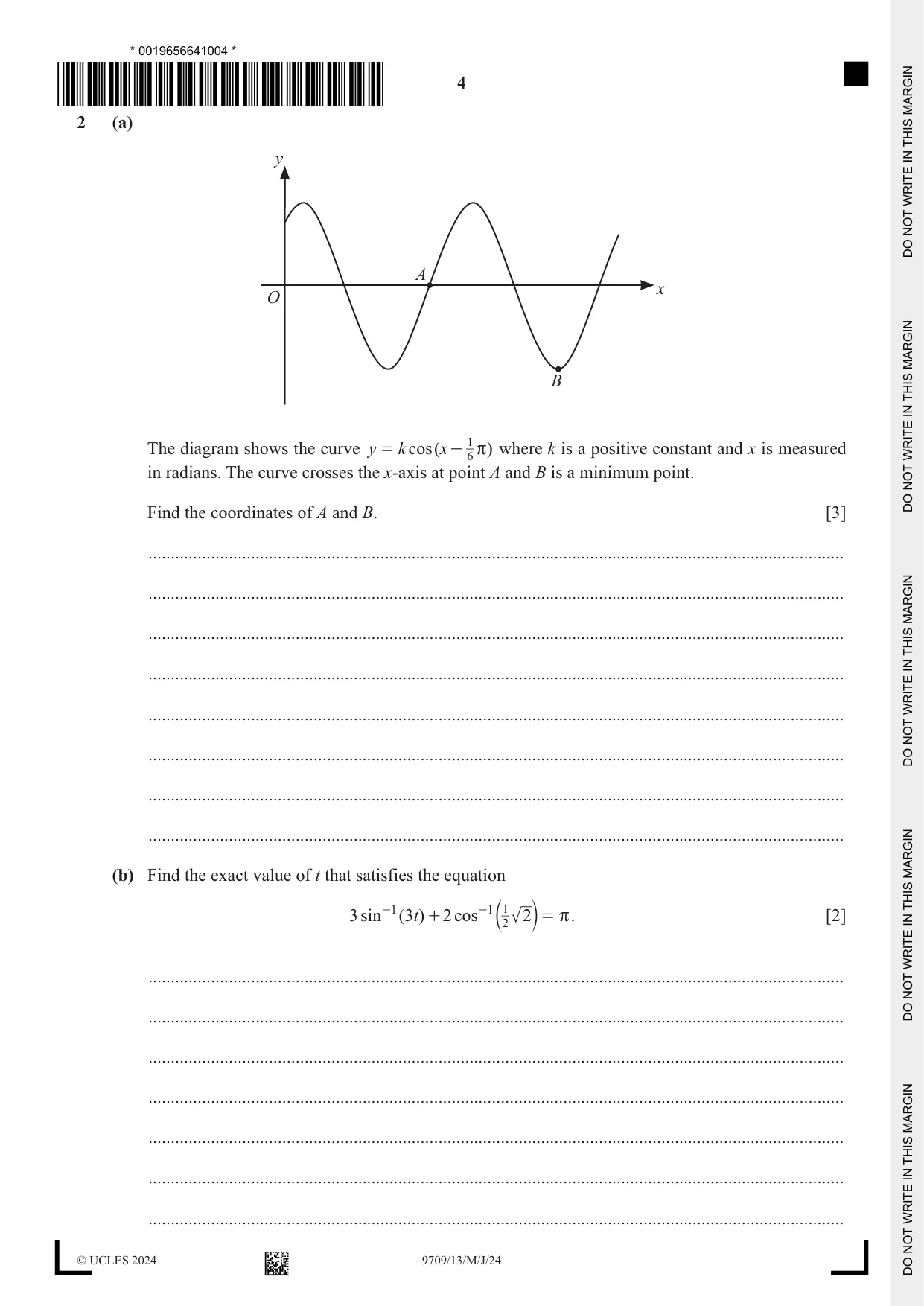 Cambridge A Level Mathematics 9709 2024 May/June Paper 1 · Variant 3 question paper, page 4 of 20