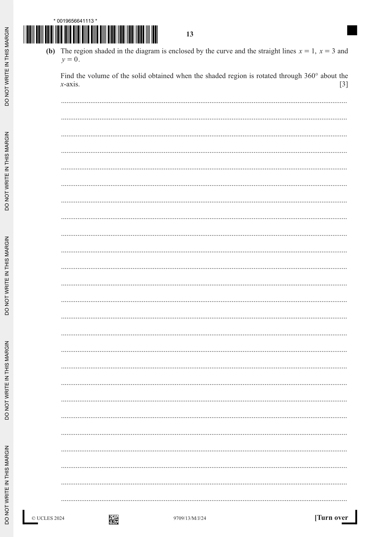 Cambridge A Level Mathematics 9709 2024 May/June Paper 1 · Variant 3 question paper, page 13 of 20