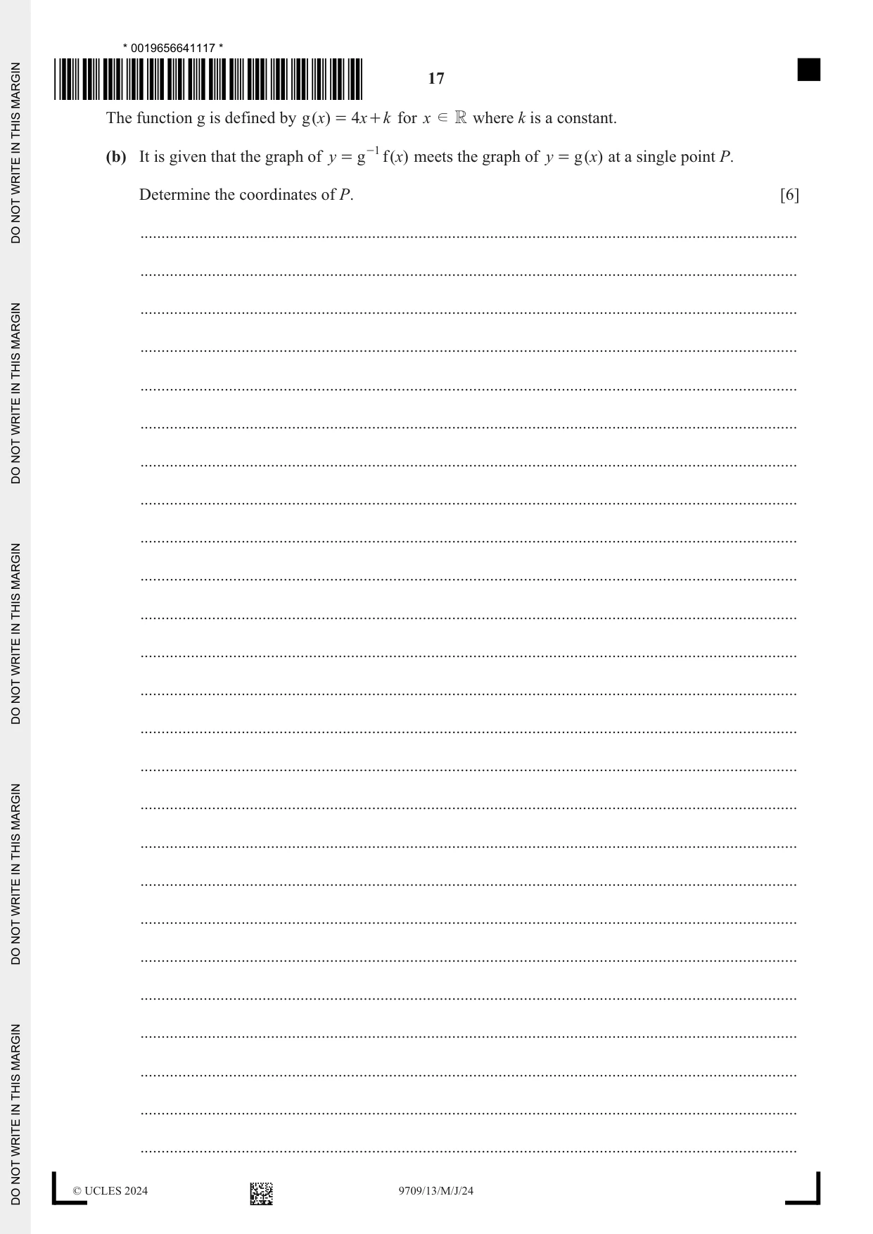 Cambridge A Level Mathematics 9709 2024 May/June Paper 1 · Variant 3 question paper, page 17 of 20
