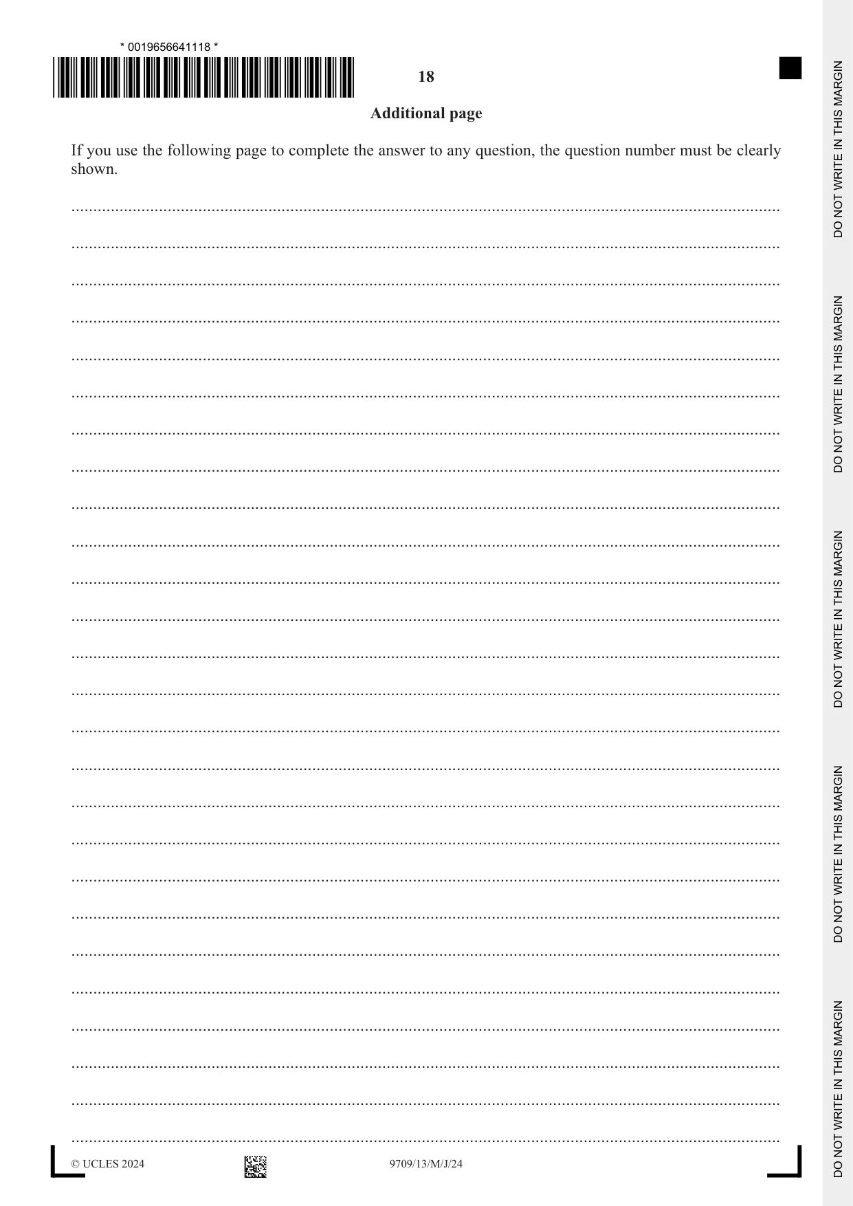 Cambridge A Level Mathematics 9709 2024 May/June Paper 1 · Variant 3 question paper, page 18 of 20
