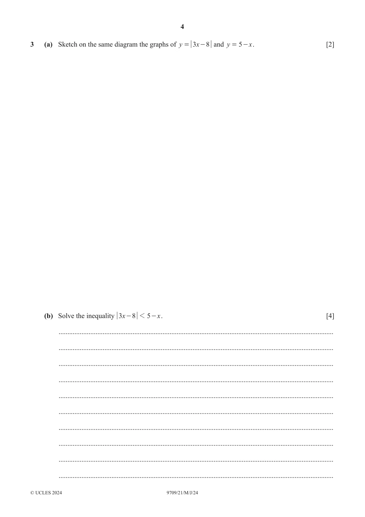 Cambridge A Level Mathematics 9709 2024 May/June Paper 2 · Variant 1 question paper, page 4 of 16