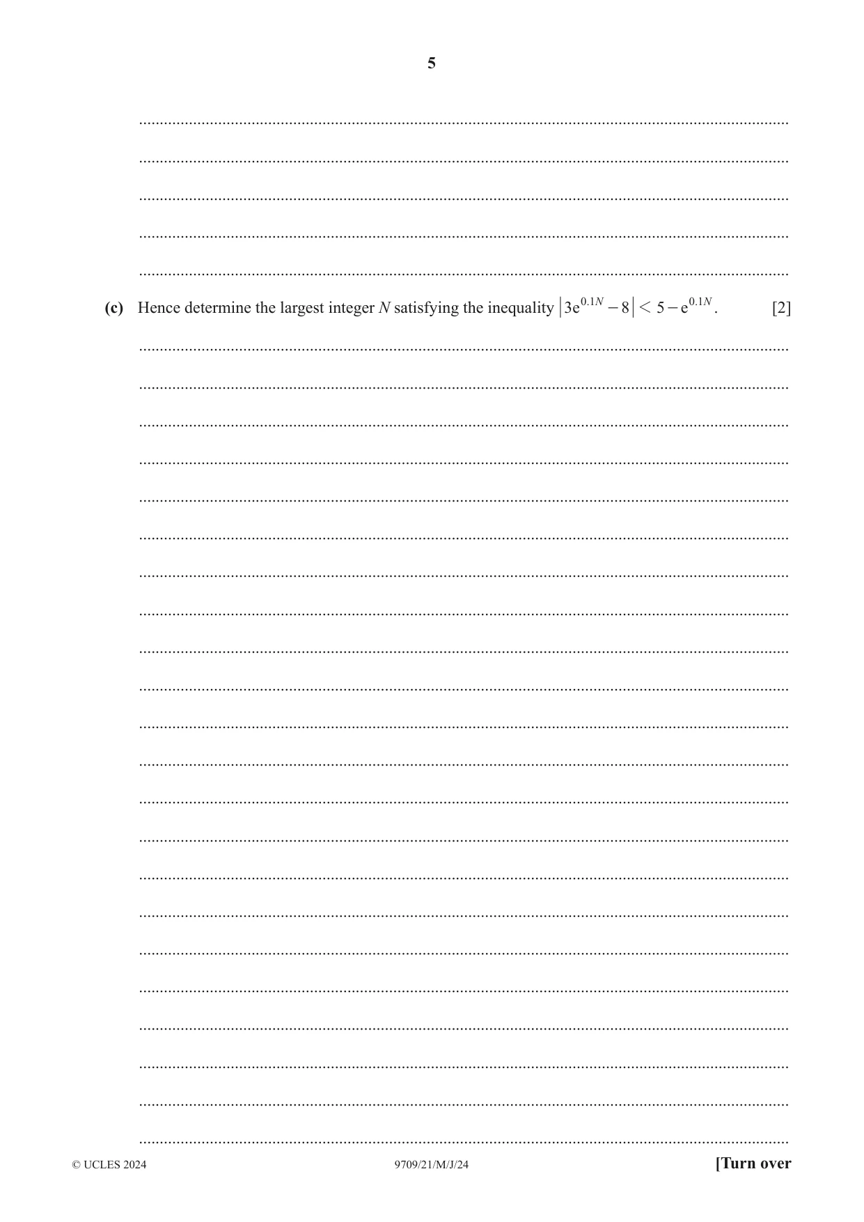 Cambridge A Level Mathematics 9709 2024 May/June Paper 2 · Variant 1 question paper, page 5 of 16