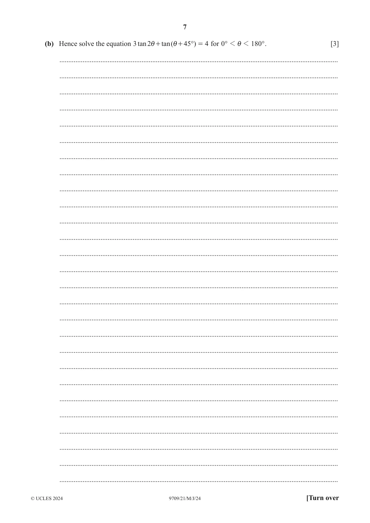 Cambridge A Level Mathematics 9709 2024 May/June Paper 2 · Variant 1 question paper, page 7 of 16