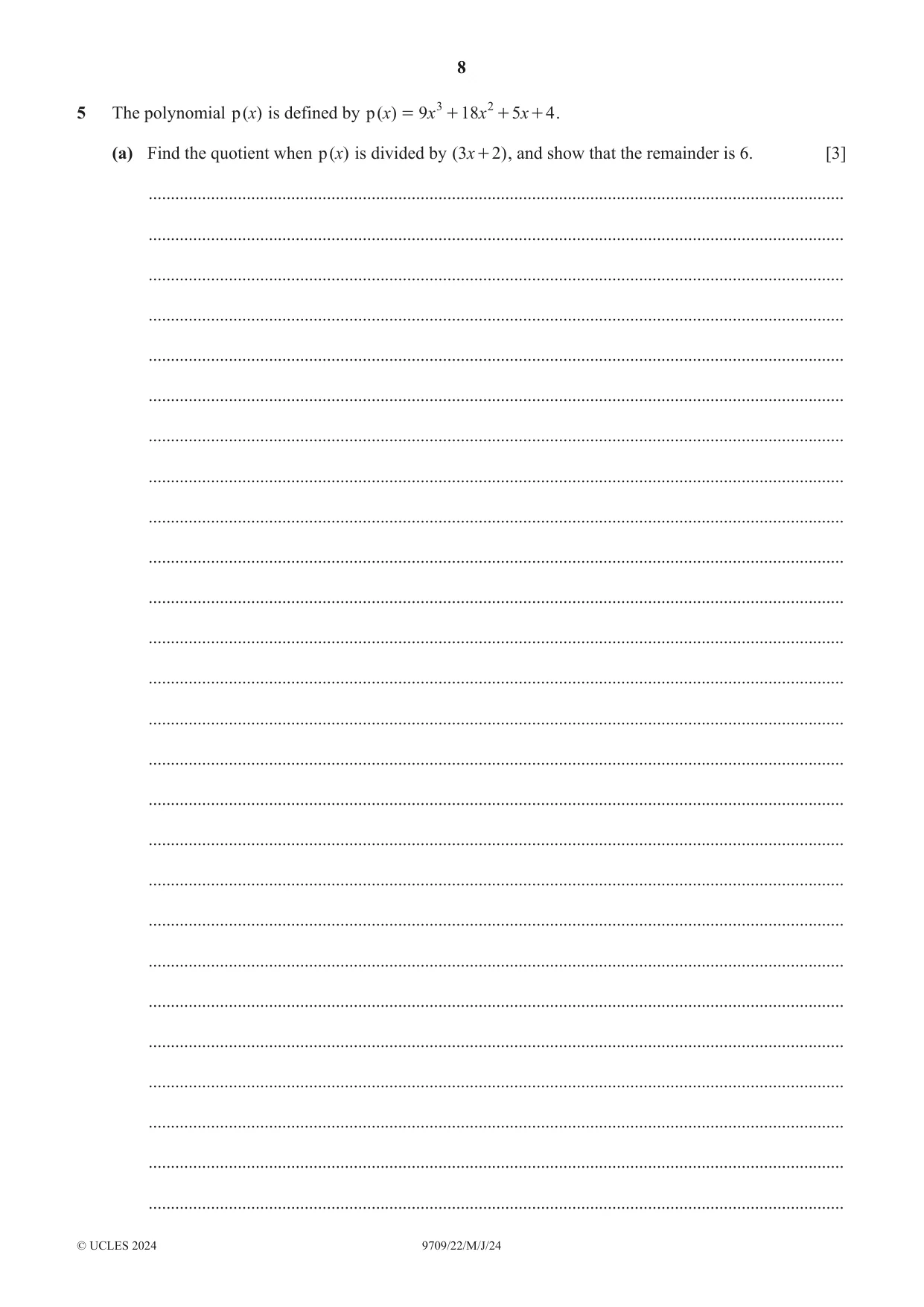 Cambridge A Level Mathematics 9709 2024 May/June Paper 2 · Variant 2 question paper, page 8 of 16