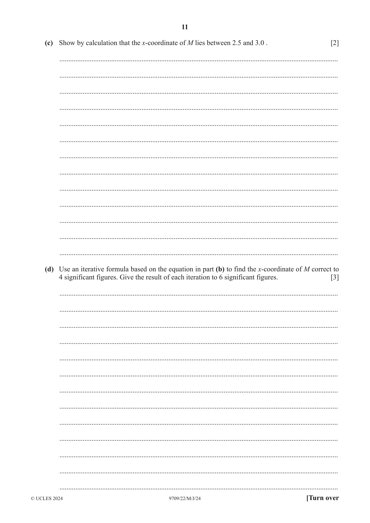 Cambridge A Level Mathematics 9709 2024 May/June Paper 2 · Variant 2 question paper, page 11 of 16