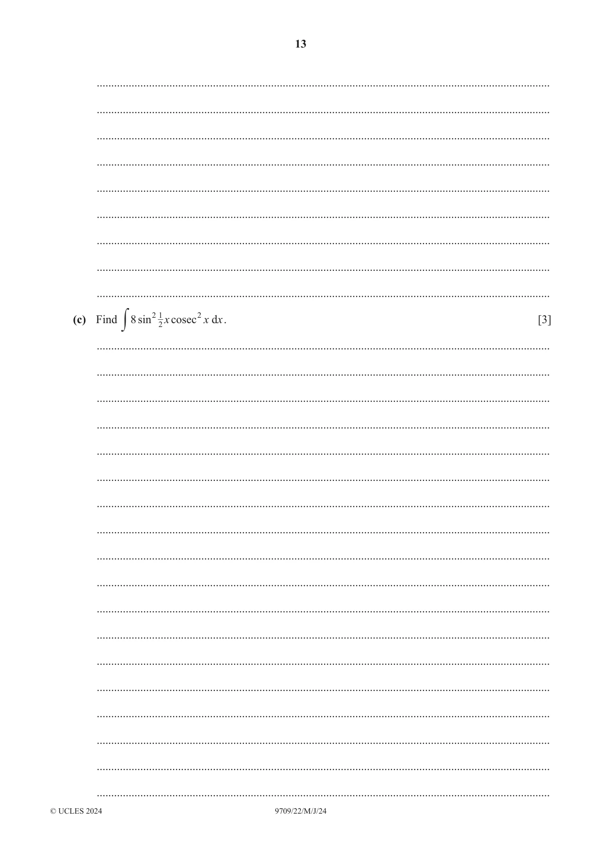 Cambridge A Level Mathematics 9709 2024 May/June Paper 2 · Variant 2 question paper, page 13 of 16