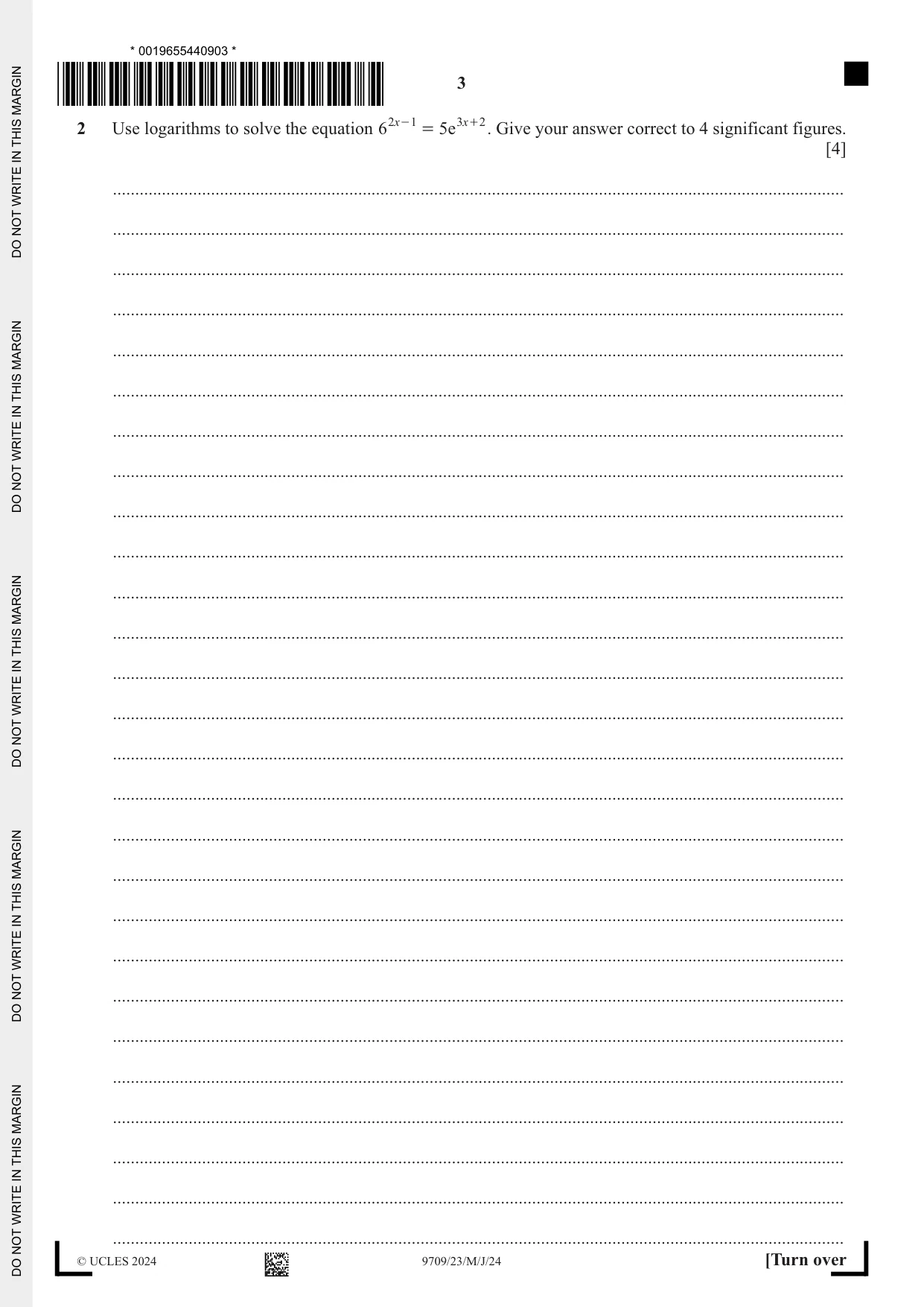 Cambridge A Level Mathematics 9709 2024 May/June Paper 2 · Variant 3 question paper, page 3 of 16