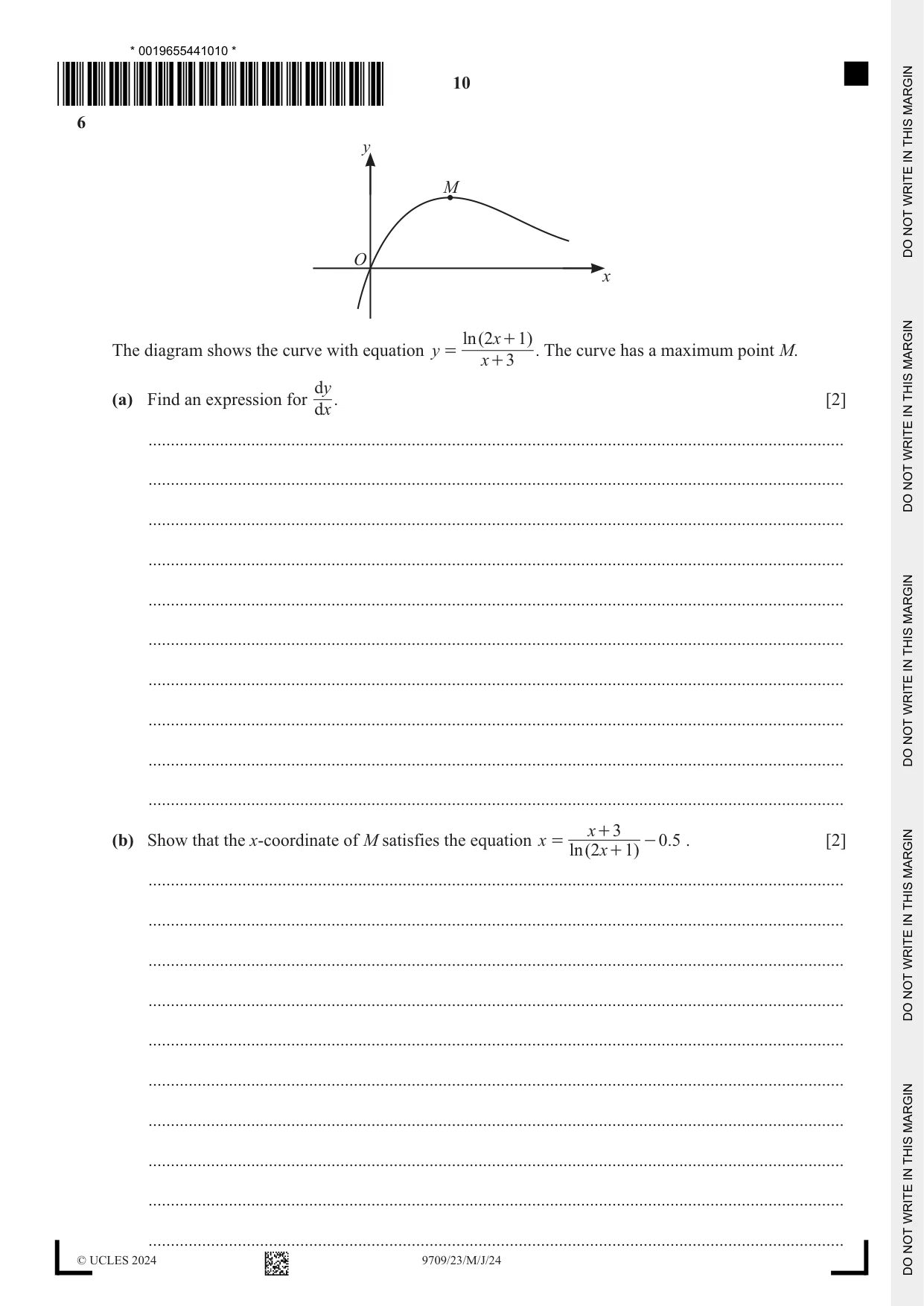 Cambridge A Level Mathematics 9709 2024 May/June Paper 2 · Variant 3 question paper, page 10 of 16