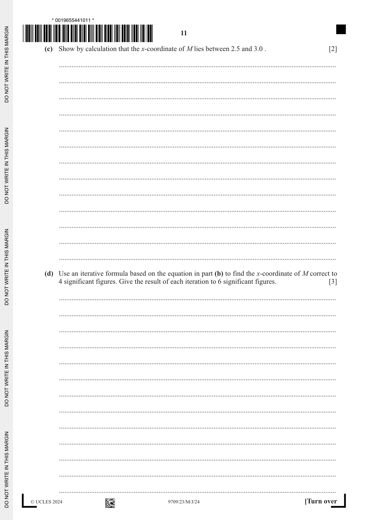 Cambridge A Level Mathematics 9709 2024 May/June Paper 2 · Variant 3 question paper, page 11 of 16