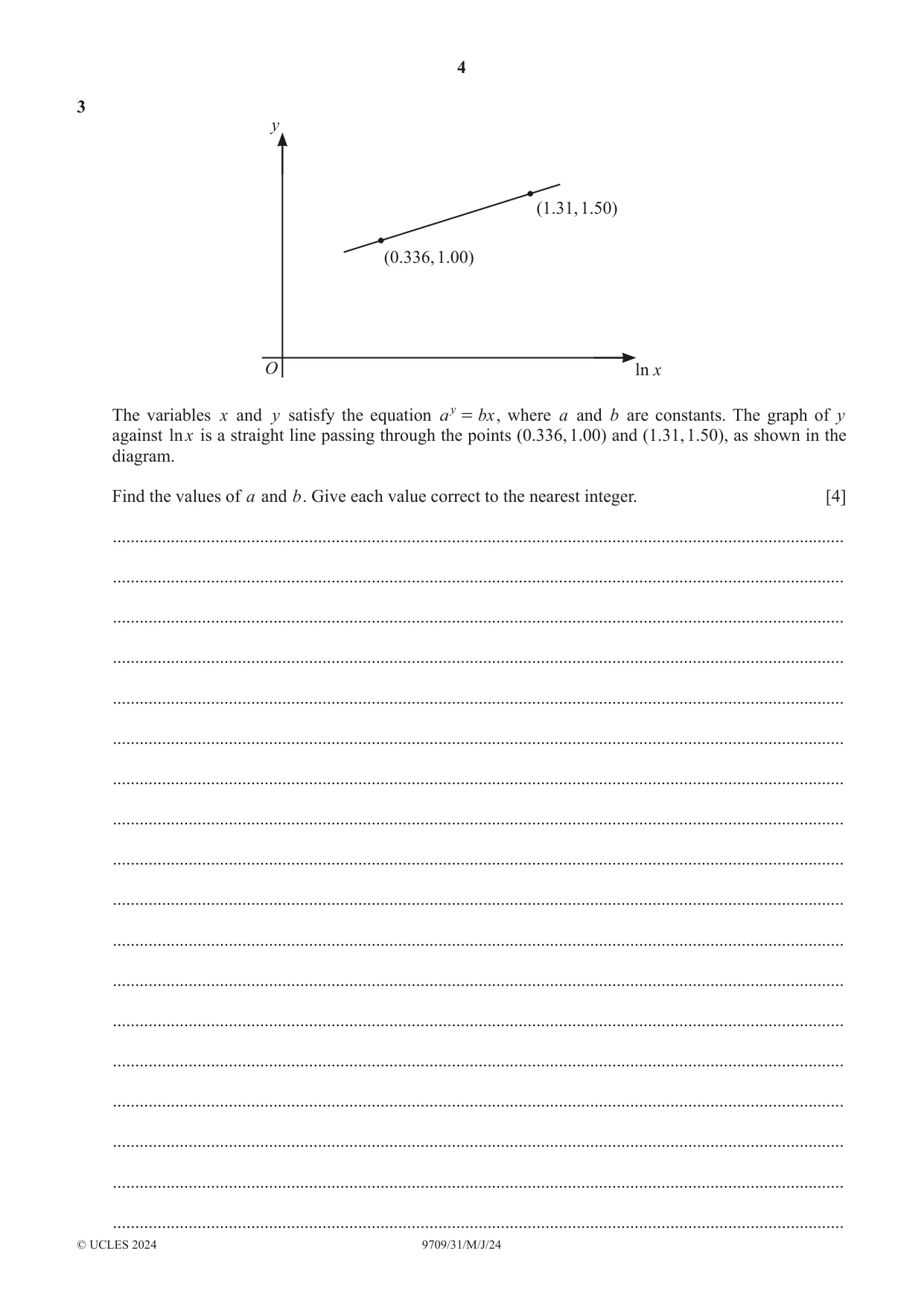 Cambridge A Level Mathematics 9709 2024 May/June Paper 3 · Variant 1 question paper, page 4 of 20